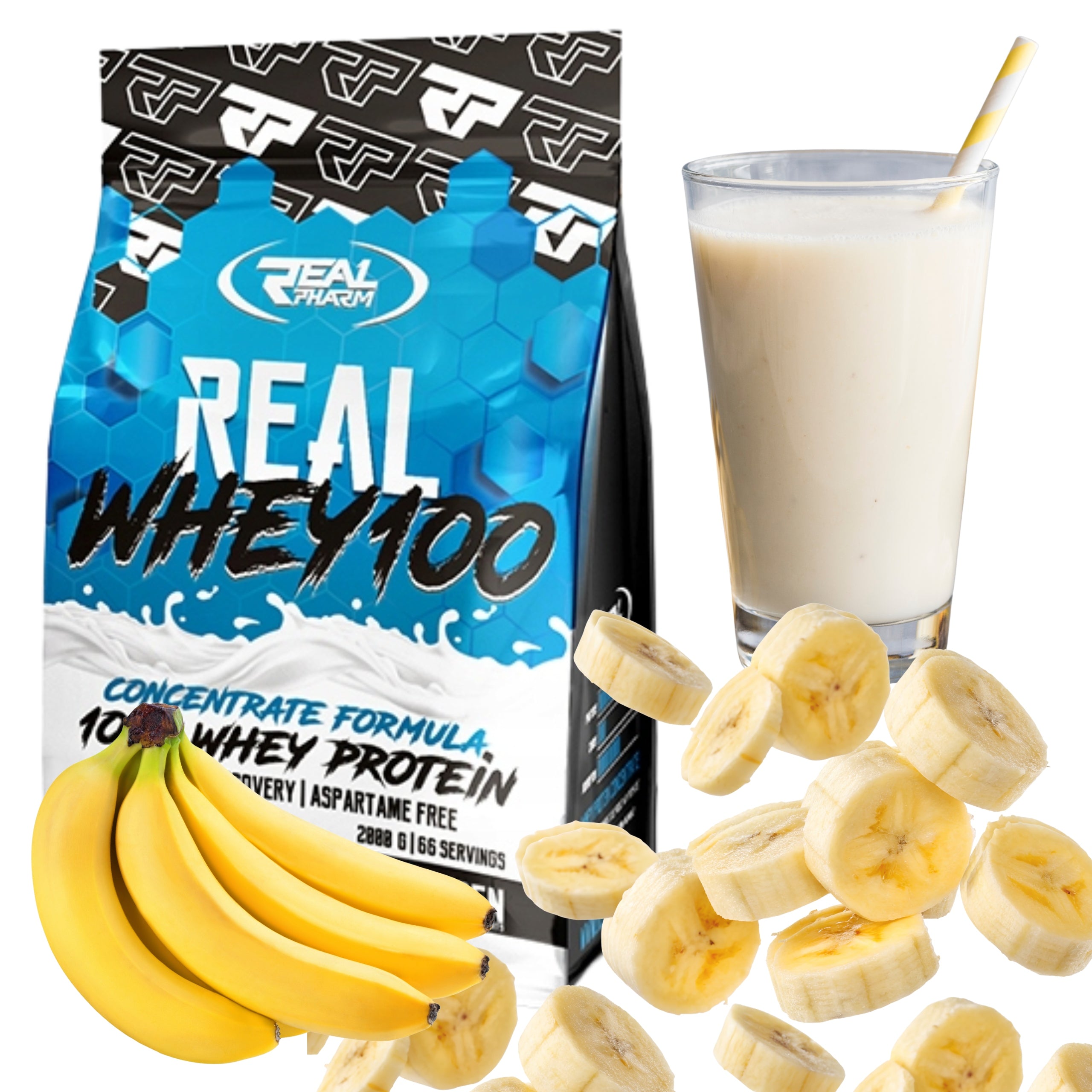 PROTEIN WPC protein supplement Real Pharm Real Whey 100 2000g banana