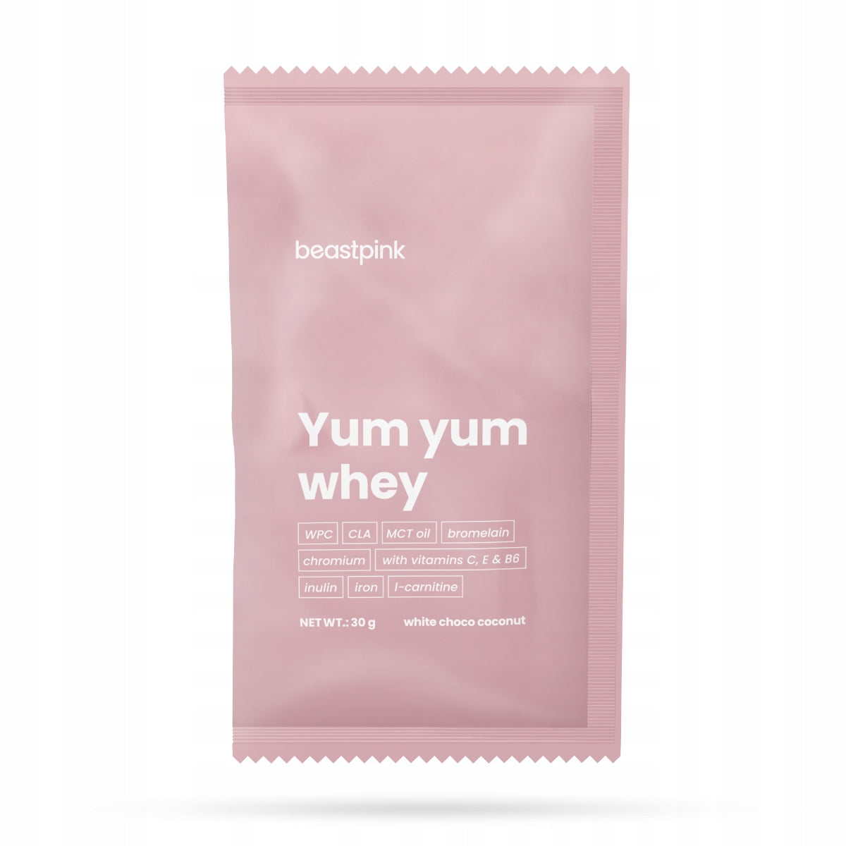 PROTEIN YUM YUM WHEY WPC CONDITIONER FOR WOMEN BeastPink 30g white coconut check