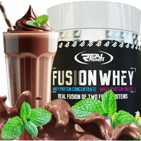 PROTEIN protein supplement WPI/WPC Real Pharm Fusion Whey 600g Chocolate Mint