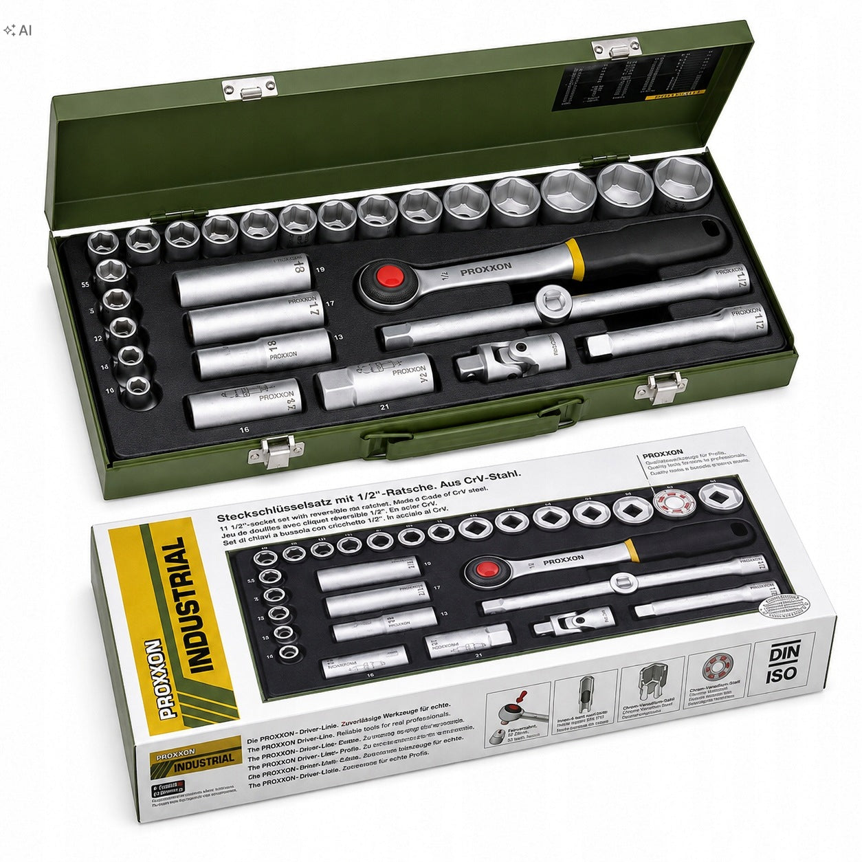 PROXXON Set of socket wrenches RATCHET 1/2 CAPS 8-34mm 29 pcs 23000 Manufacturer code PR23000