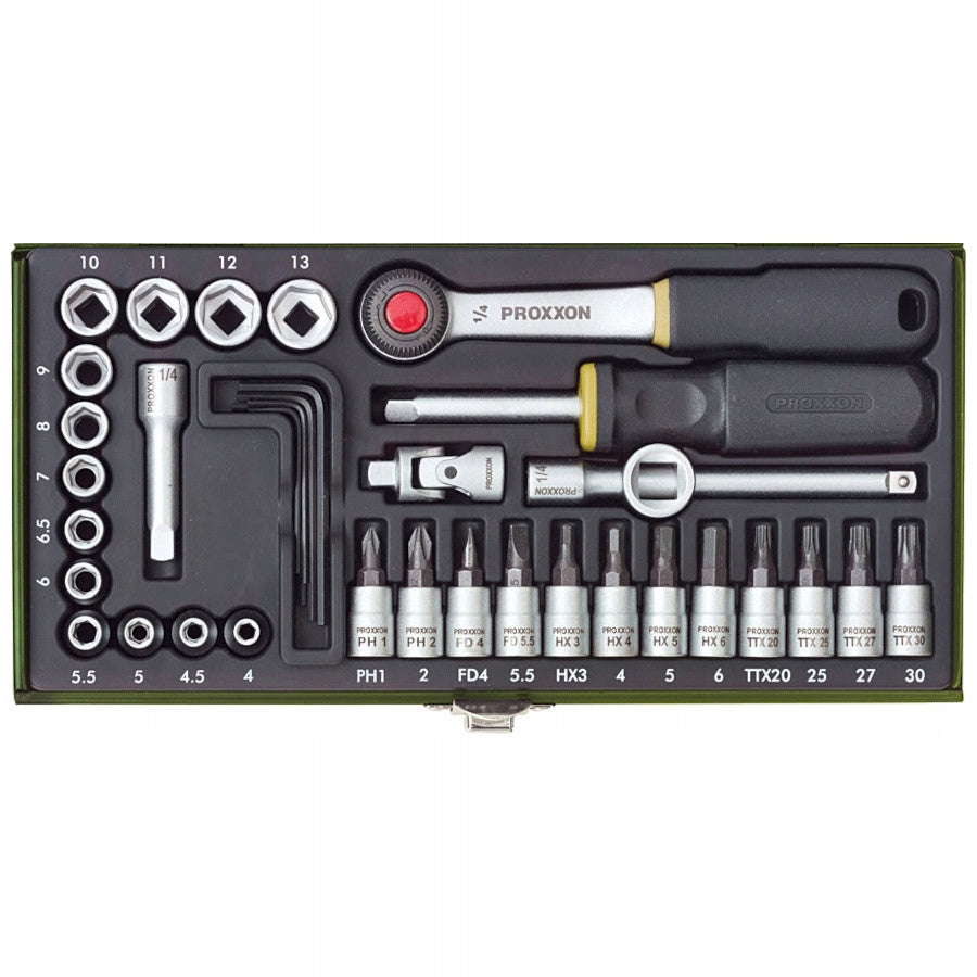 PROXXON Socket wrench set for 1/4'' 36el. mechanics in box Manufacturer code 23080