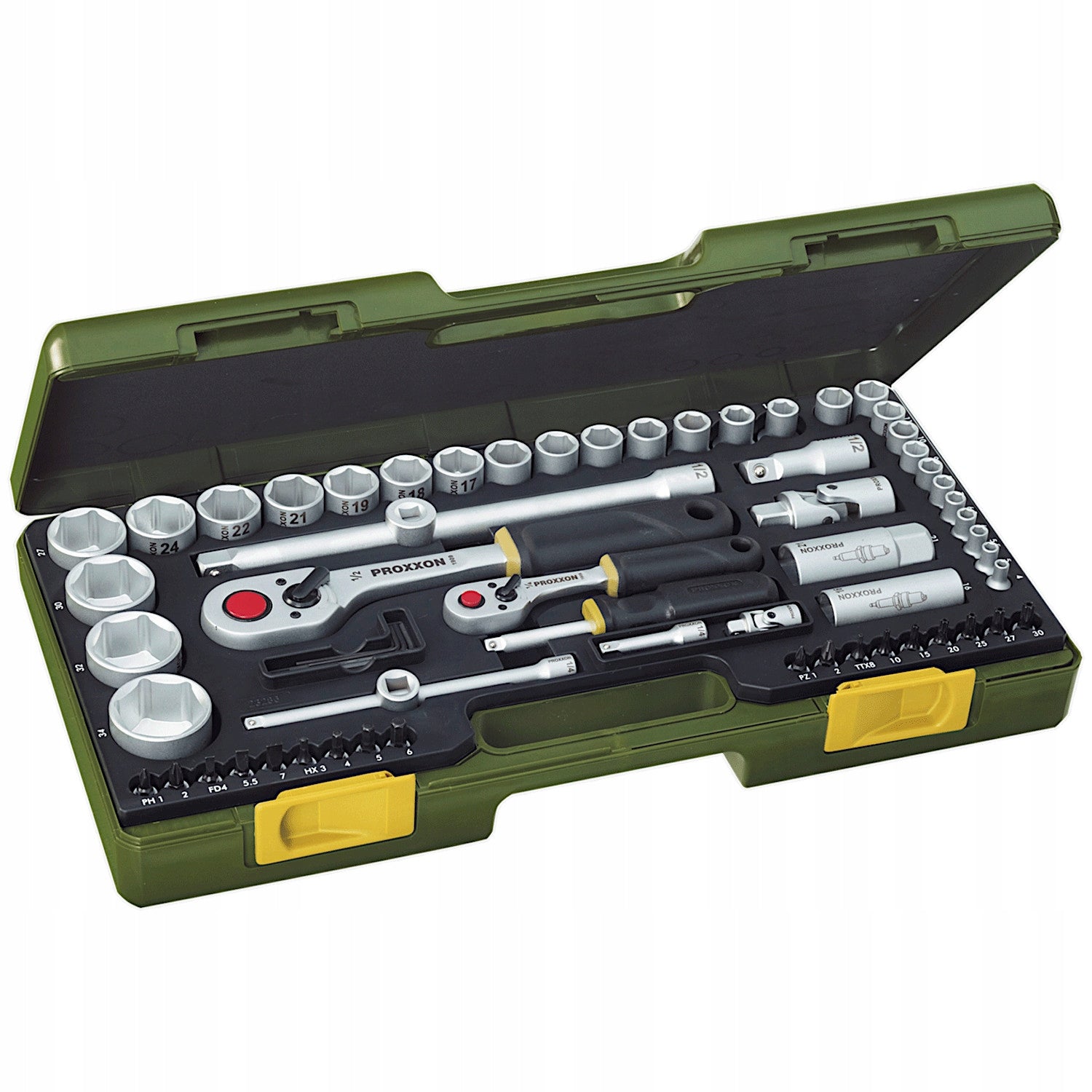 PROXXON Socket wrench set with 1/2 and 1/4 inch ratchets 65 pcs 23286 Manufacturer code 23286