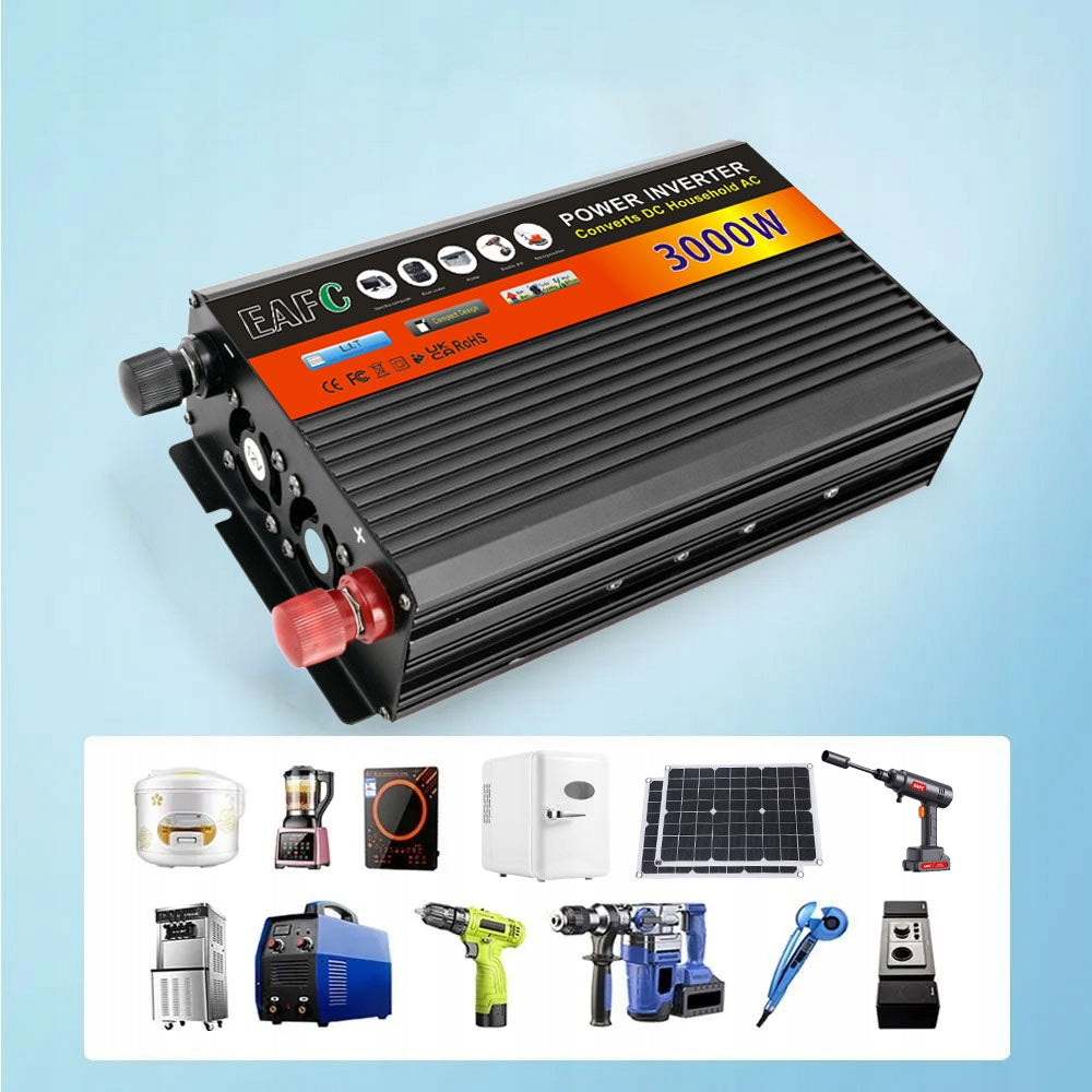 PRZETWORNICA NAPIĘCIA 12V 230V 1500W/3000W MODYFIKOWANY SINUS USB Packaging status original
