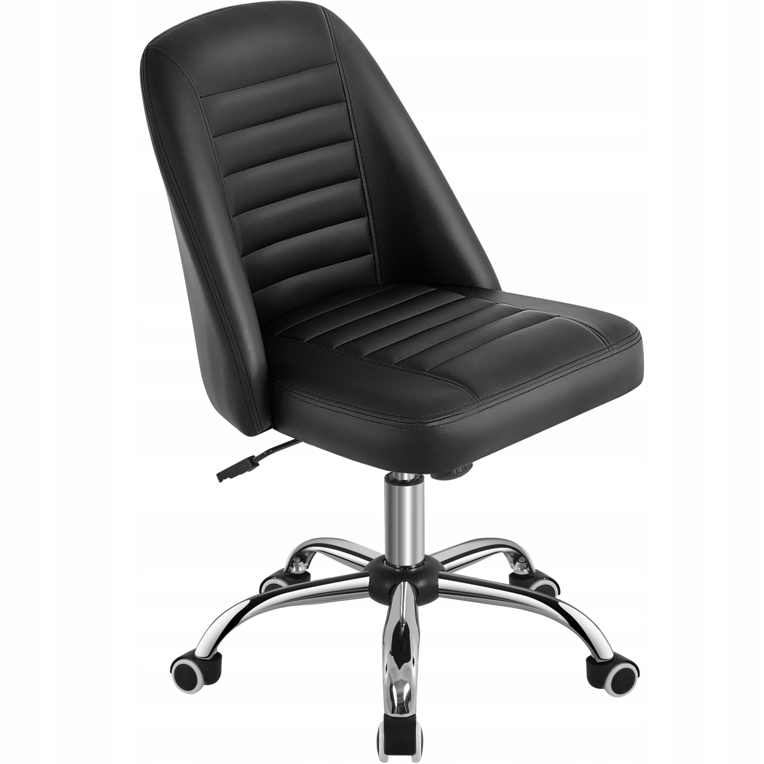 PU Leather Office Chair, Armrestless Chair, Adjustable, Black
