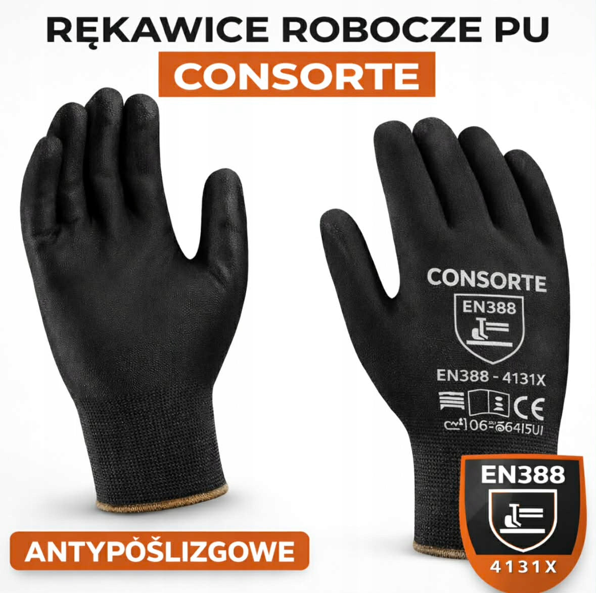 PU polyurethane gloves black BLACK 12 pairs size 9 BHP Medical device no