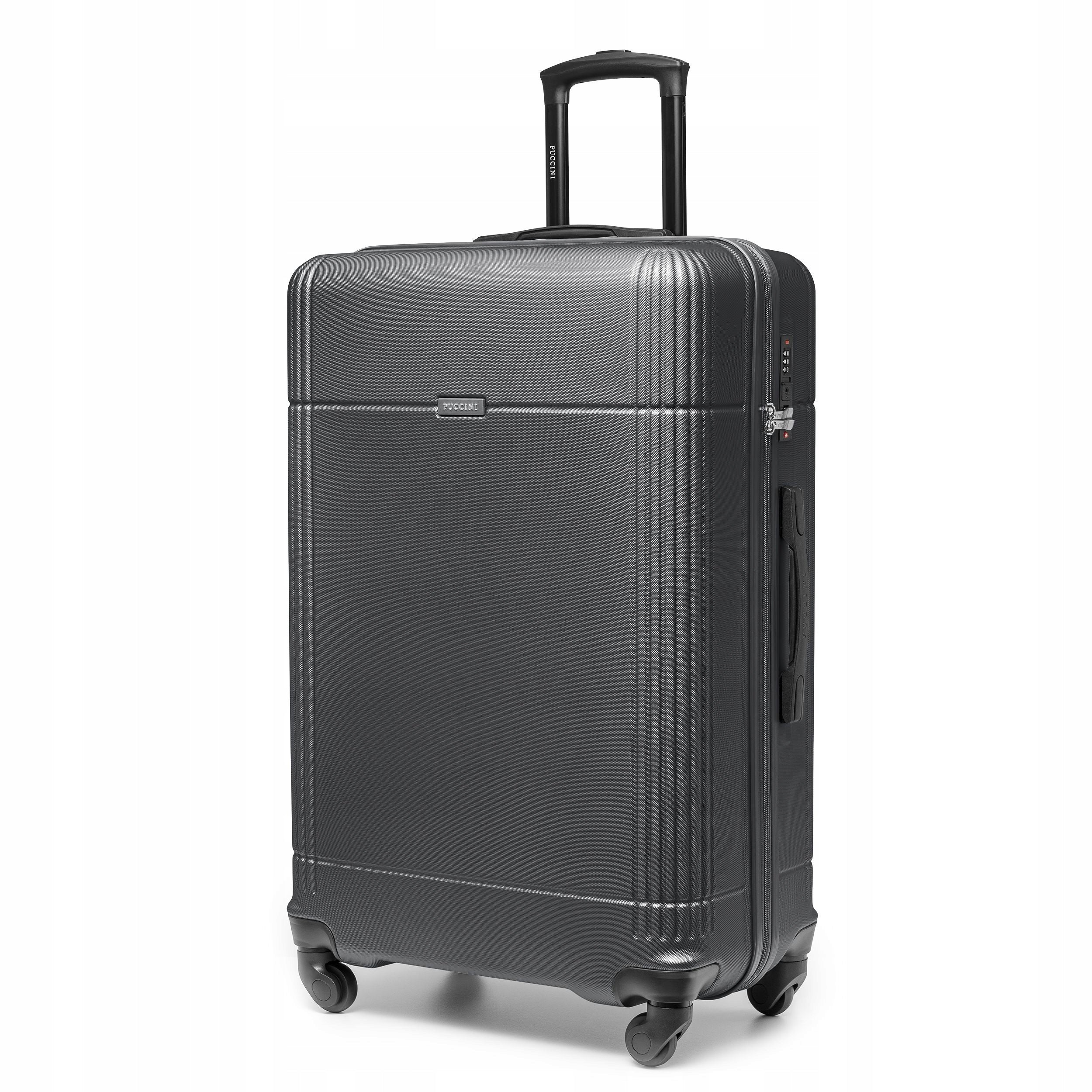 PUCCINI Large Travel Suitcase On Wheels Hard ABS Black ABS029A-1
