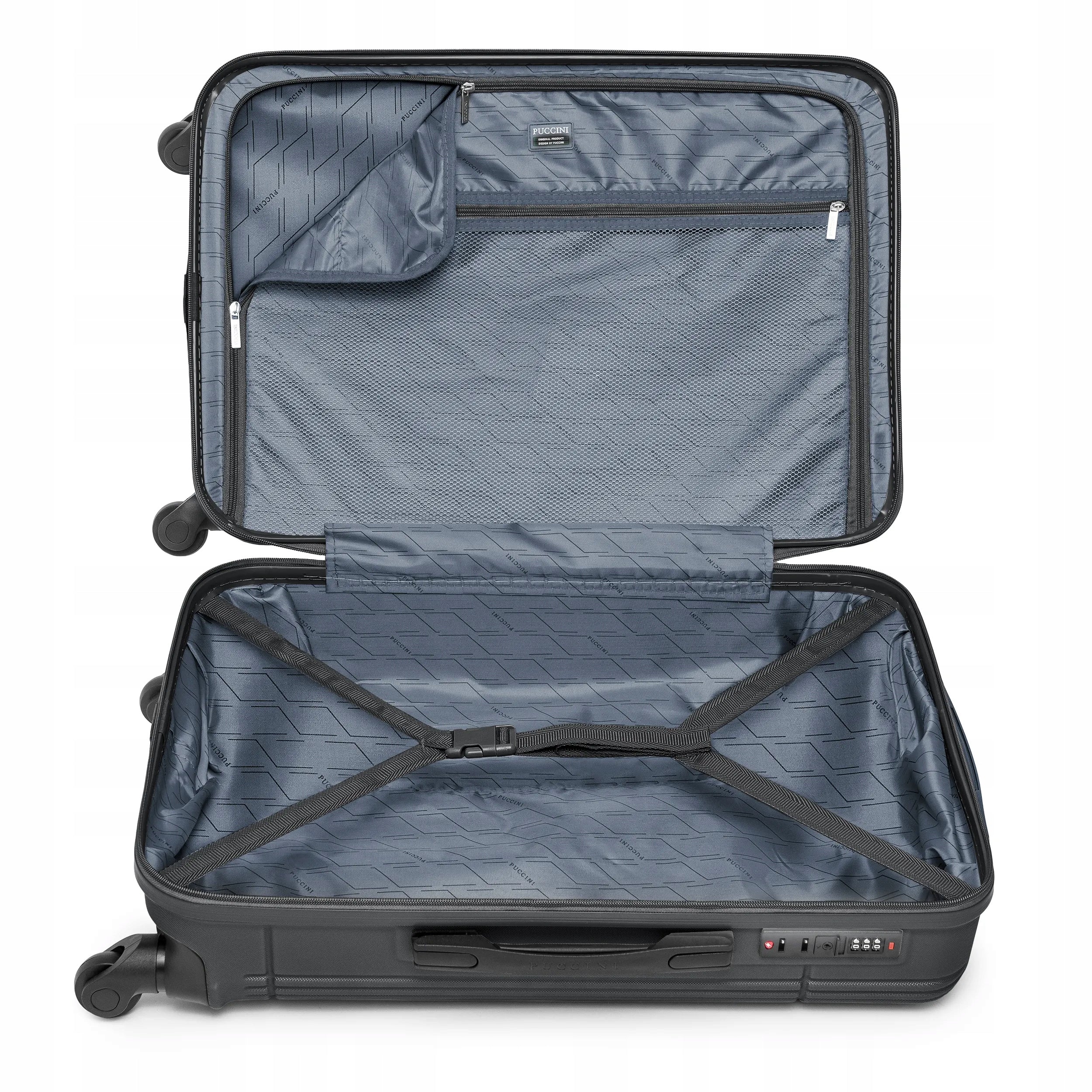 PUCCINI Medium Travel Suitcase On Wheels Hard ABS Black ABS029B-1 Kind hard