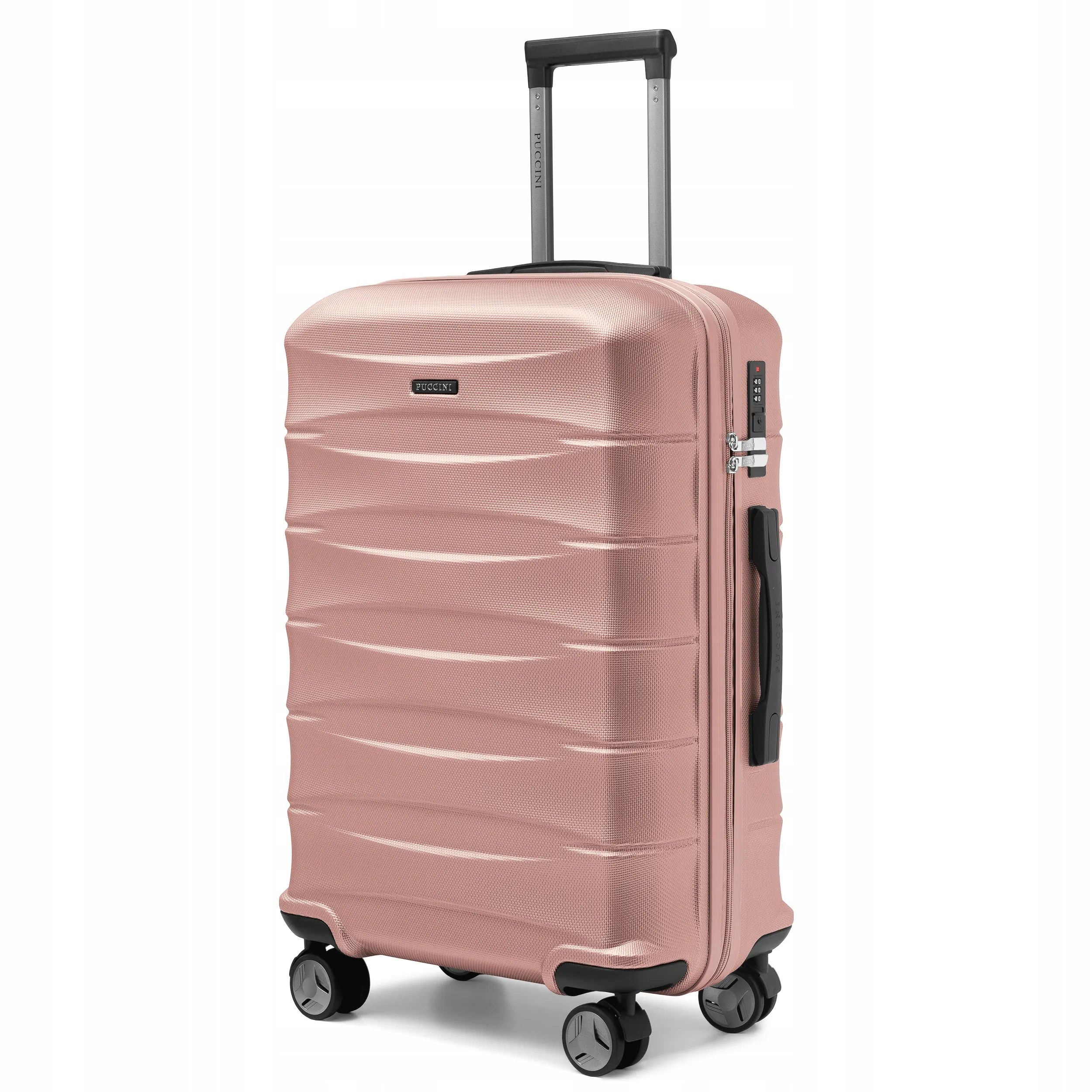 PUCCINI Medium Travel Suitcase On Wheels Hard ABS Pink ABS030B-3C