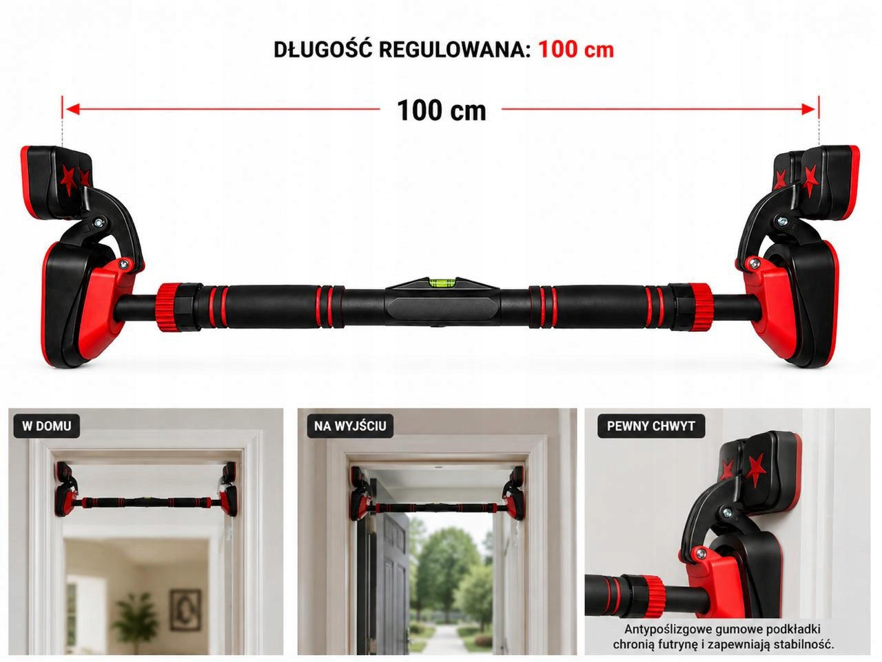 PULL-UP BAR ADJUSTABLE WITH LEVEL 70-100cm 200kg Kind bars