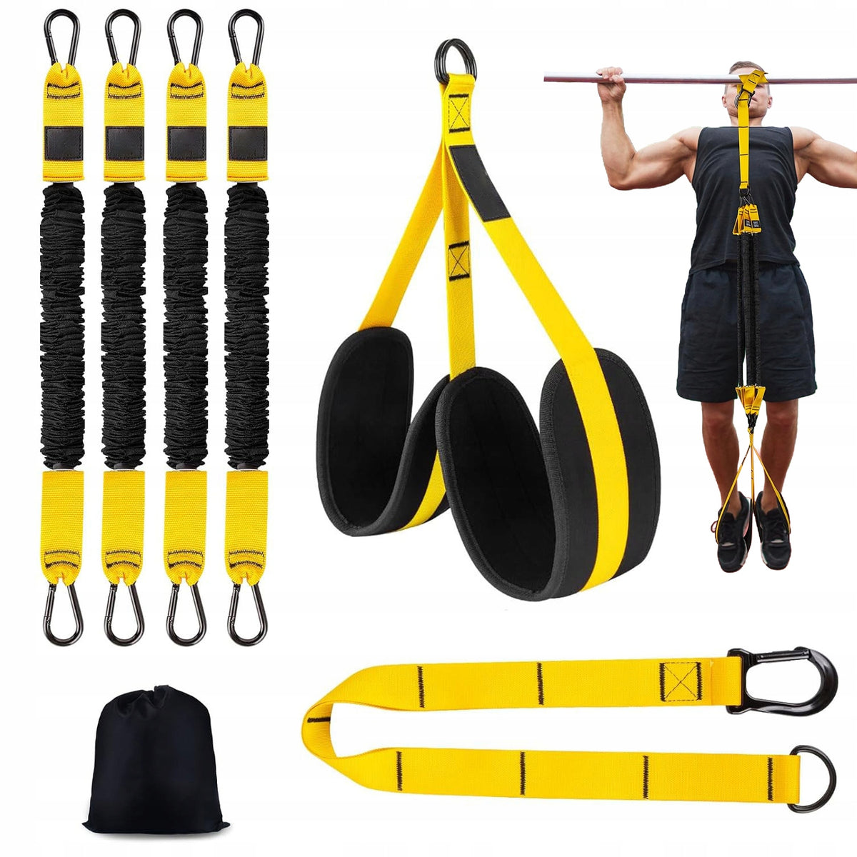 PULL UP TRAINING RUBBERS 300LBS SET OF 4 TAPES ADJUSTABLE SUPPORT