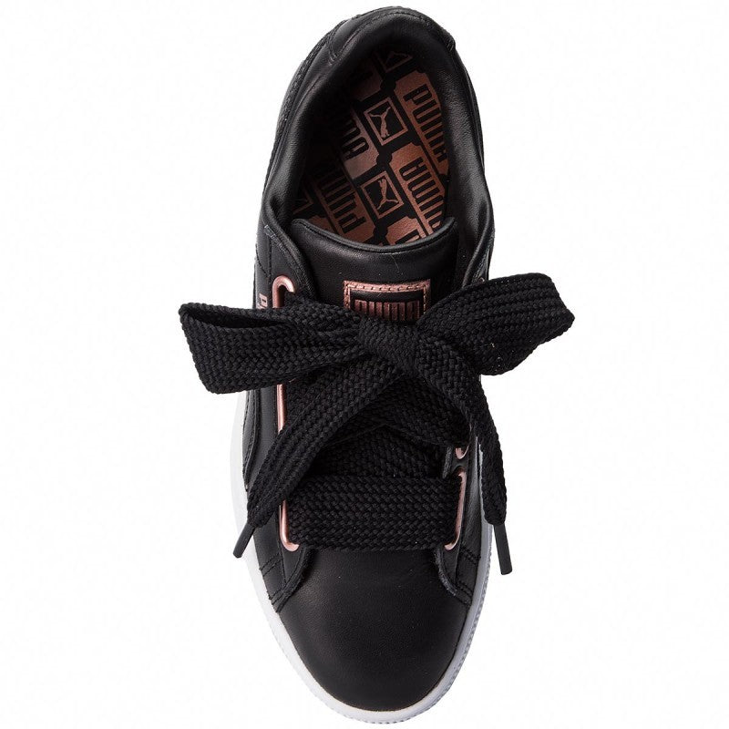 Sportschuhe für Damen Puma Basket Heart Leder, schwarz 
