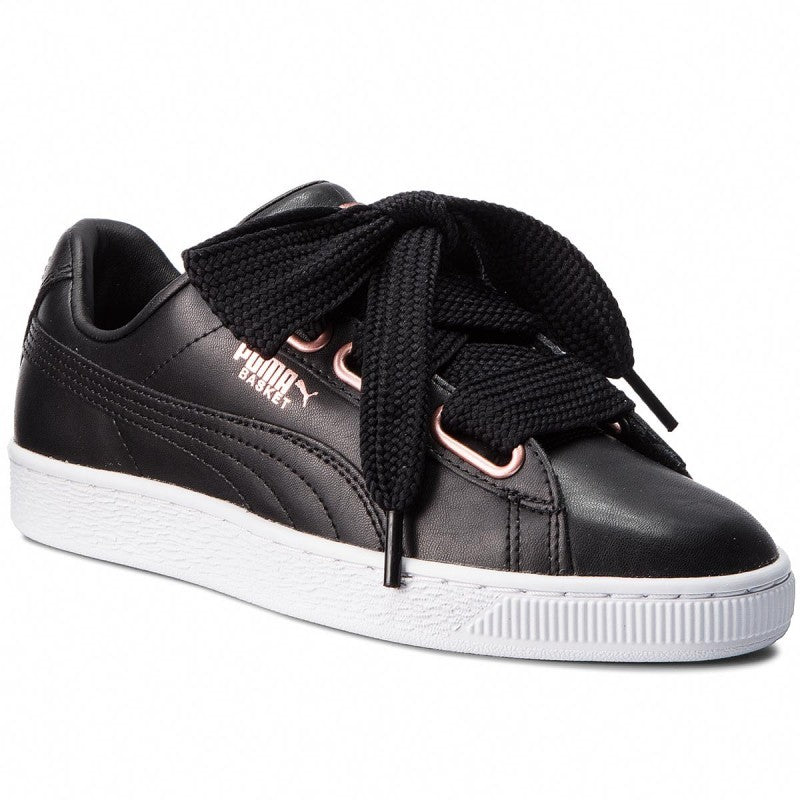 Sportschuhe für Damen Puma Basket Heart Leder, schwarz 