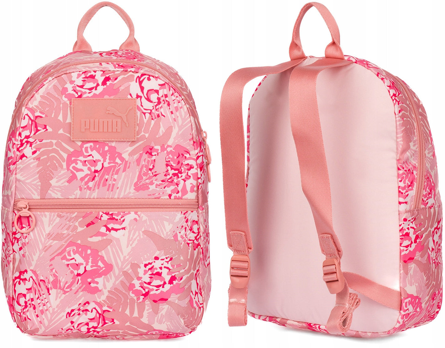 PUMA CORE POP CHILDREN'S SMALL SCHOOL SPORTS BACKPACK WITH FLOWERS PINK