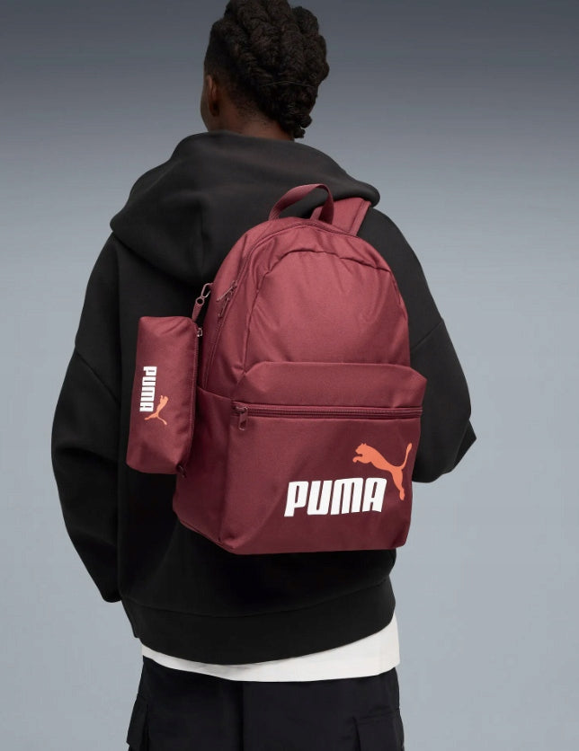 PUMA SET 2IN1 BACKPACK AND PENCIL CASE CLASSIC BURGUNDY SCHOOL SET Packaging status original