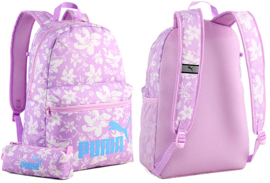 PUMA SET 2IN1 BACKPACK AND PENCIL CASE CLASSIC FLORAL SCHOOL SET WITH ROSE FLOWERS
