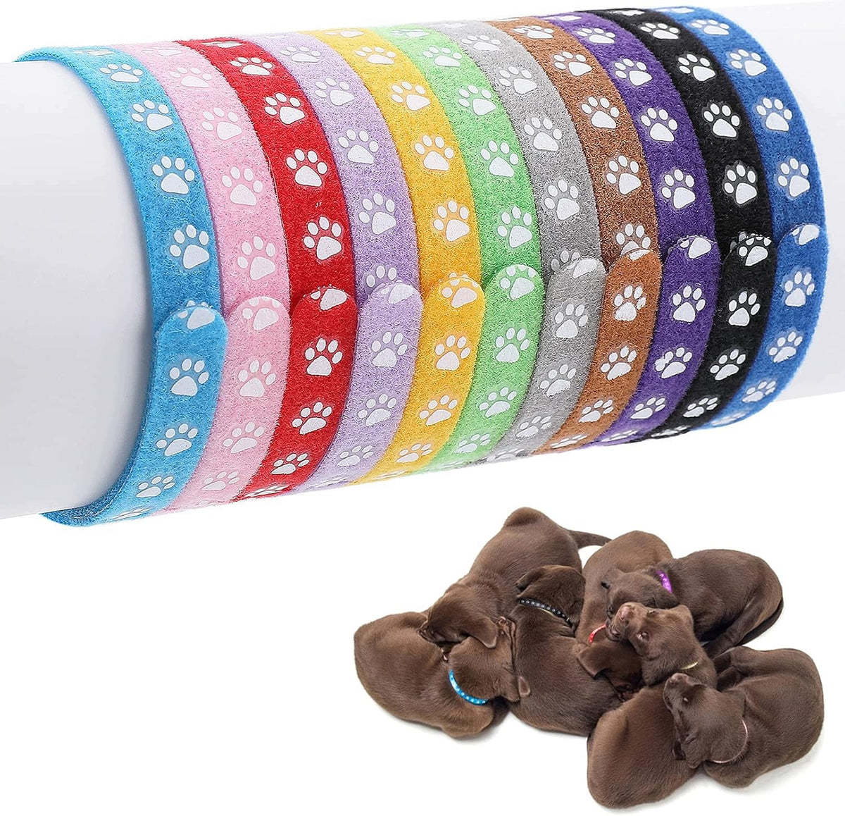 PUPPY COLLARS 12 PCS ADJUSTABLE IDENTIFICATION 30 CM