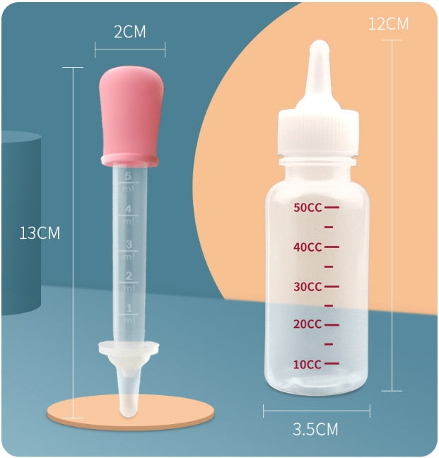 PUPPY KITTEN FEEDING BOTTLE PACIFIER SET + PIPETTE Color white