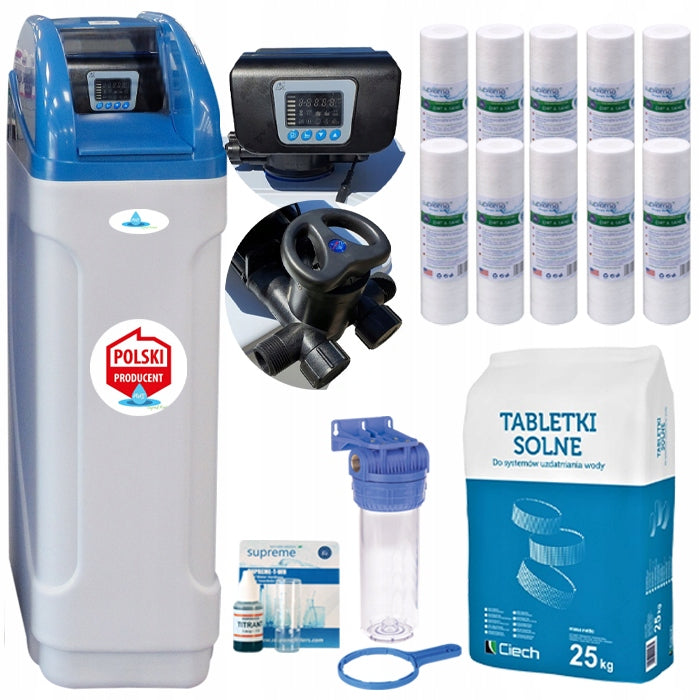 PURE 30, WATER SOFTENER 30L, BY-PASS, MIXING, BODY, CARTRIDGES, TESTER, SALT