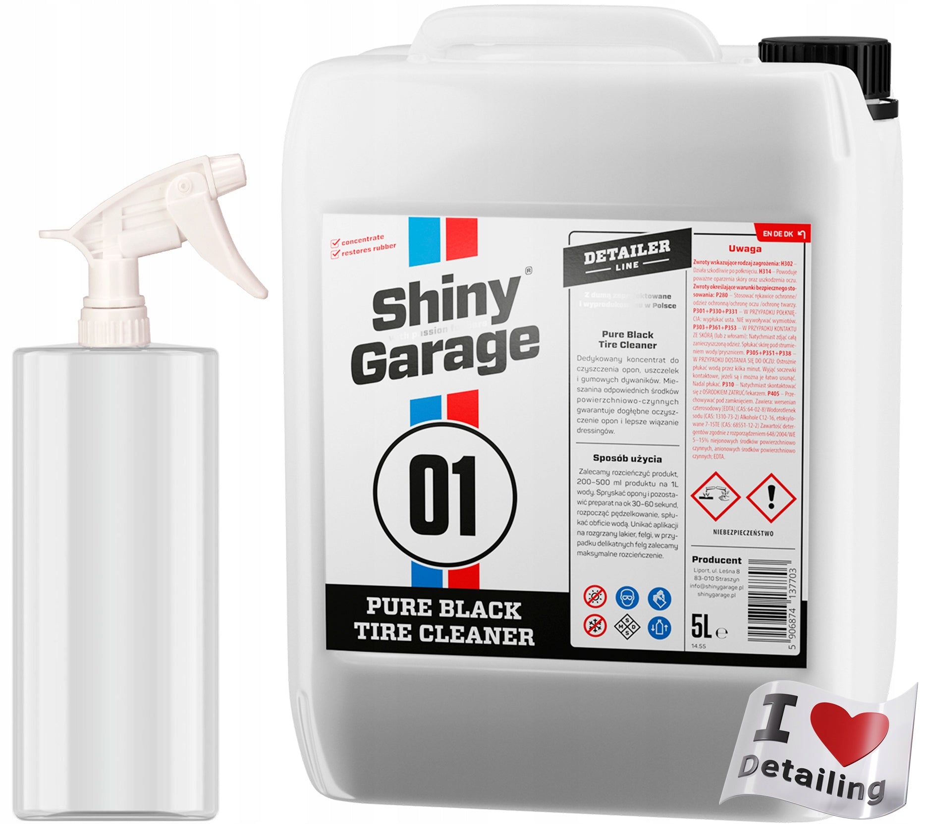 PURE BLACK TIRE CLEANER CONCENTRATE 5L DEDICATED CONCENTRATE Packaging capacity 5000 ml