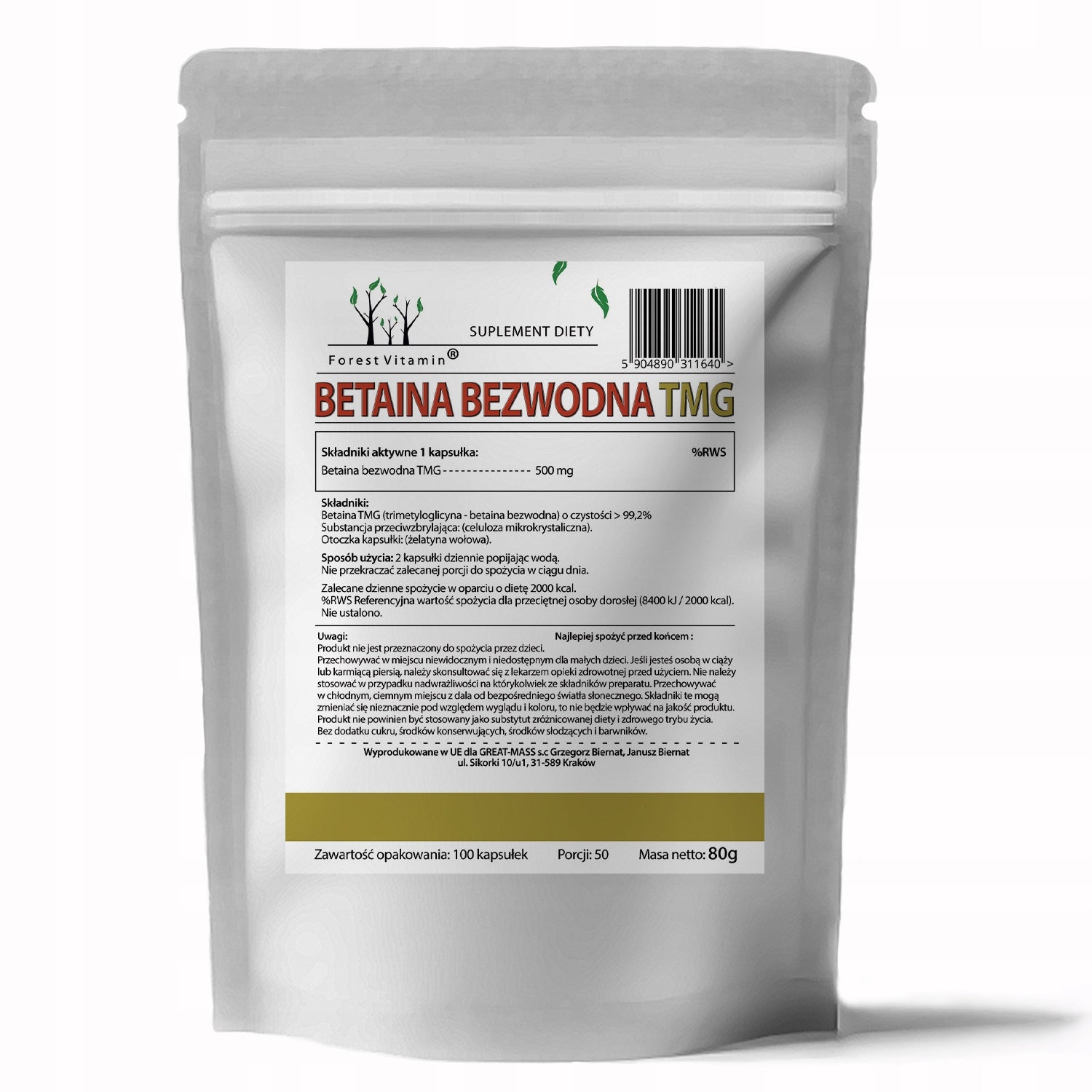 PURE Betaine Anhydrous TMG 100caps trimethylglycine detox methylation Name TMG Betain