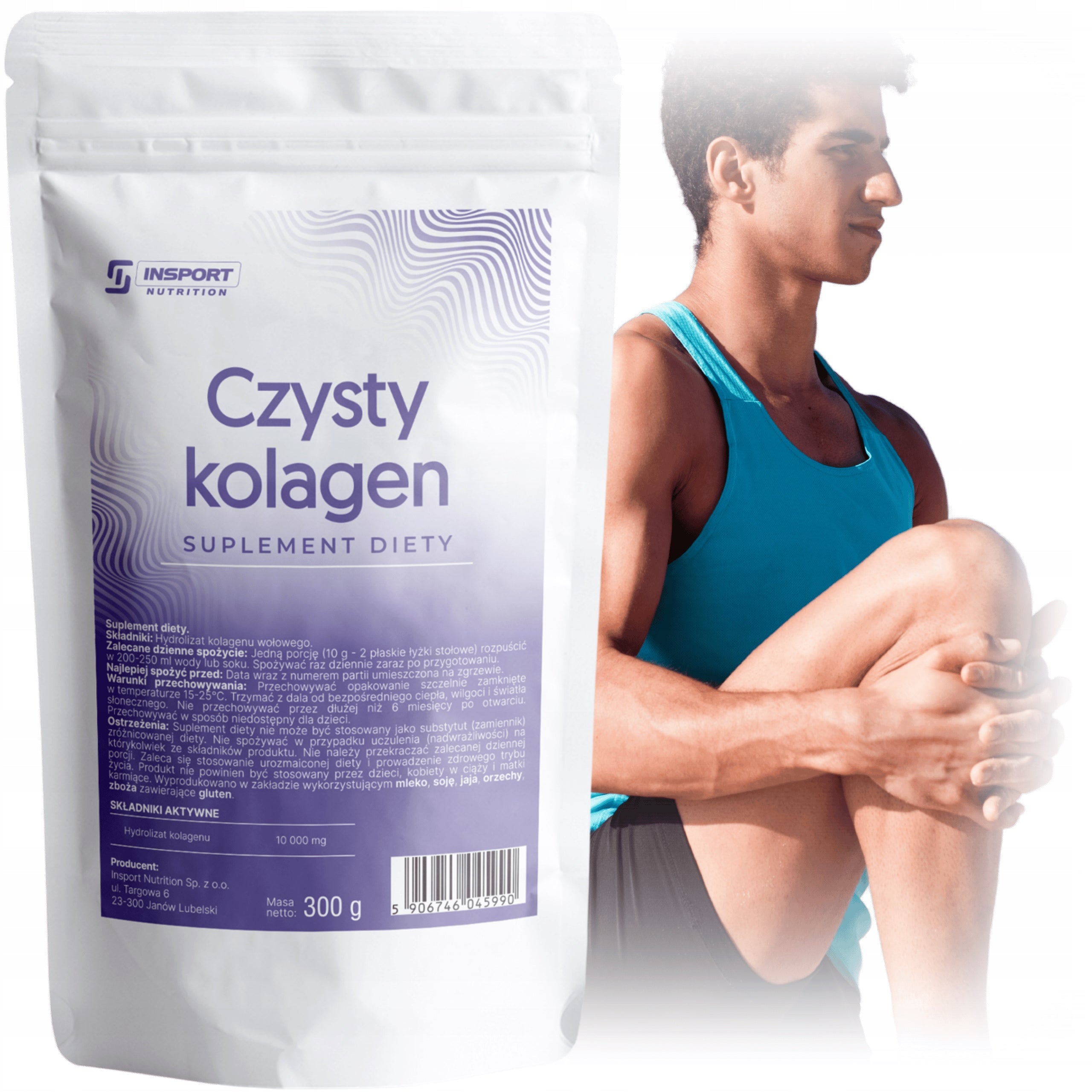PURE COLLAGEN for joints 300g powder NATURAL 10,000 mg Bones | INSPORT