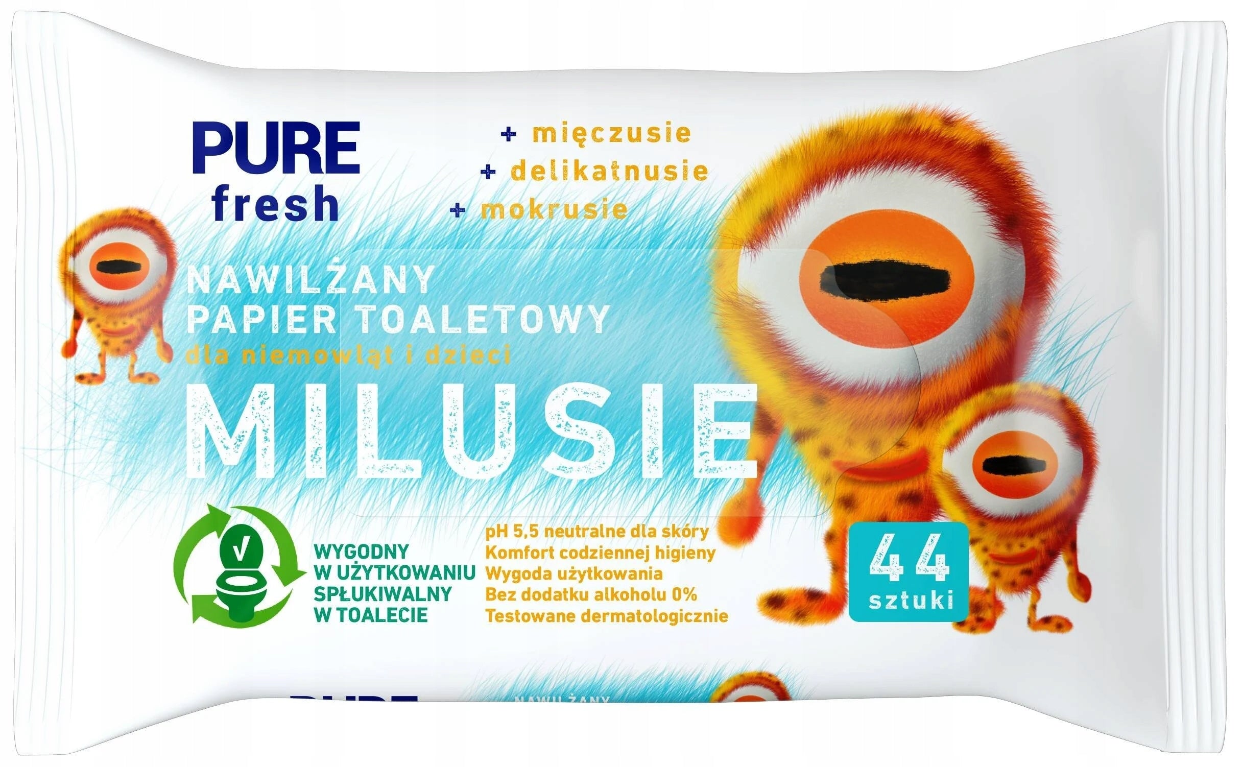 PURE FRESH MILUSIE moistened toilet paper 44pcs. for children and babies Manufacturer code 5907489071116