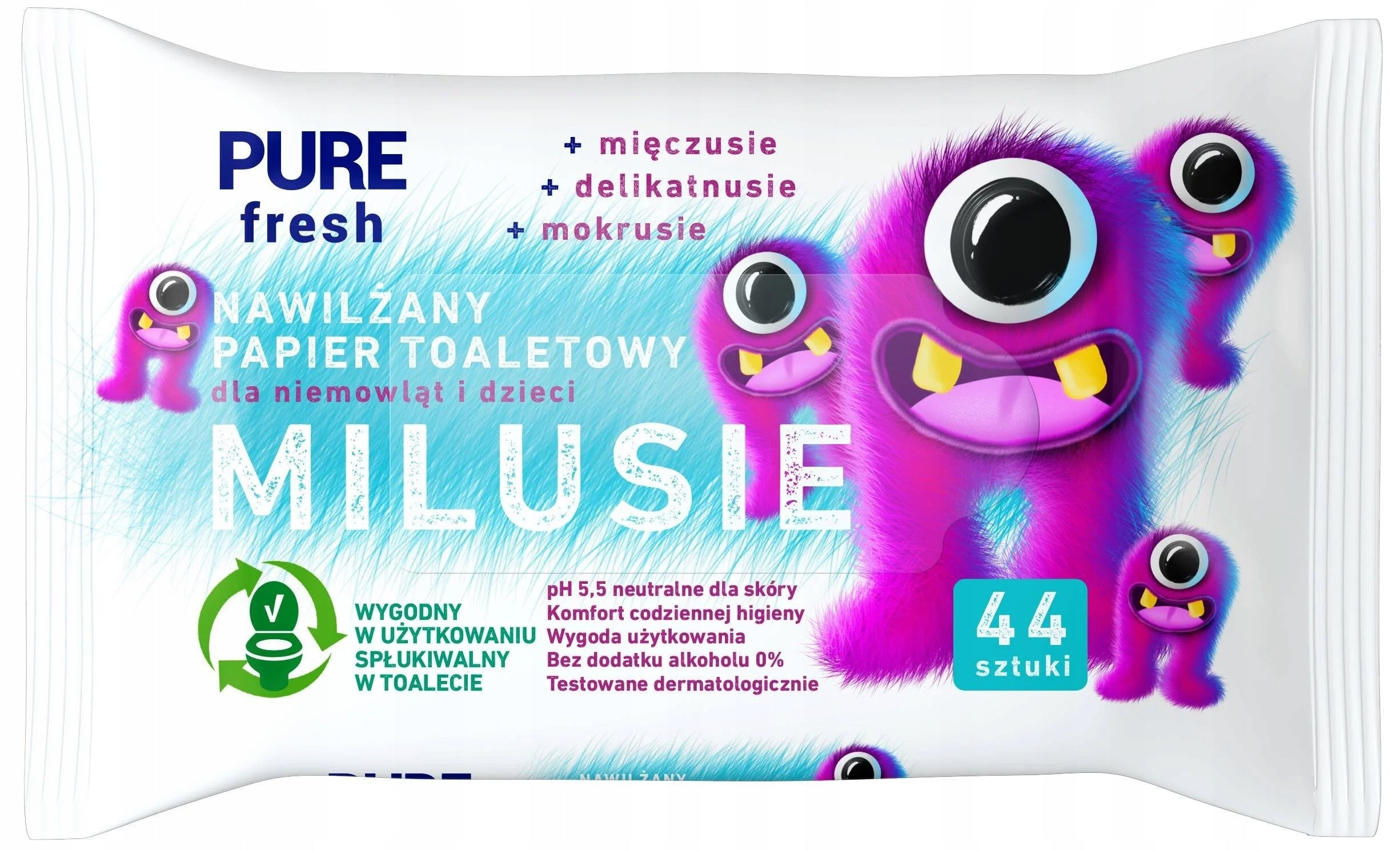 PURE FRESH MILUSIE moistened toilet paper 44pcs. for children and babies
