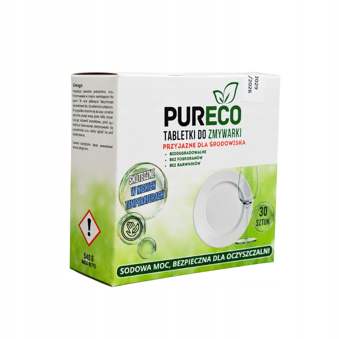 PURECO Dishwasher Tablets 30 Pcs Phosphate Free Sodium