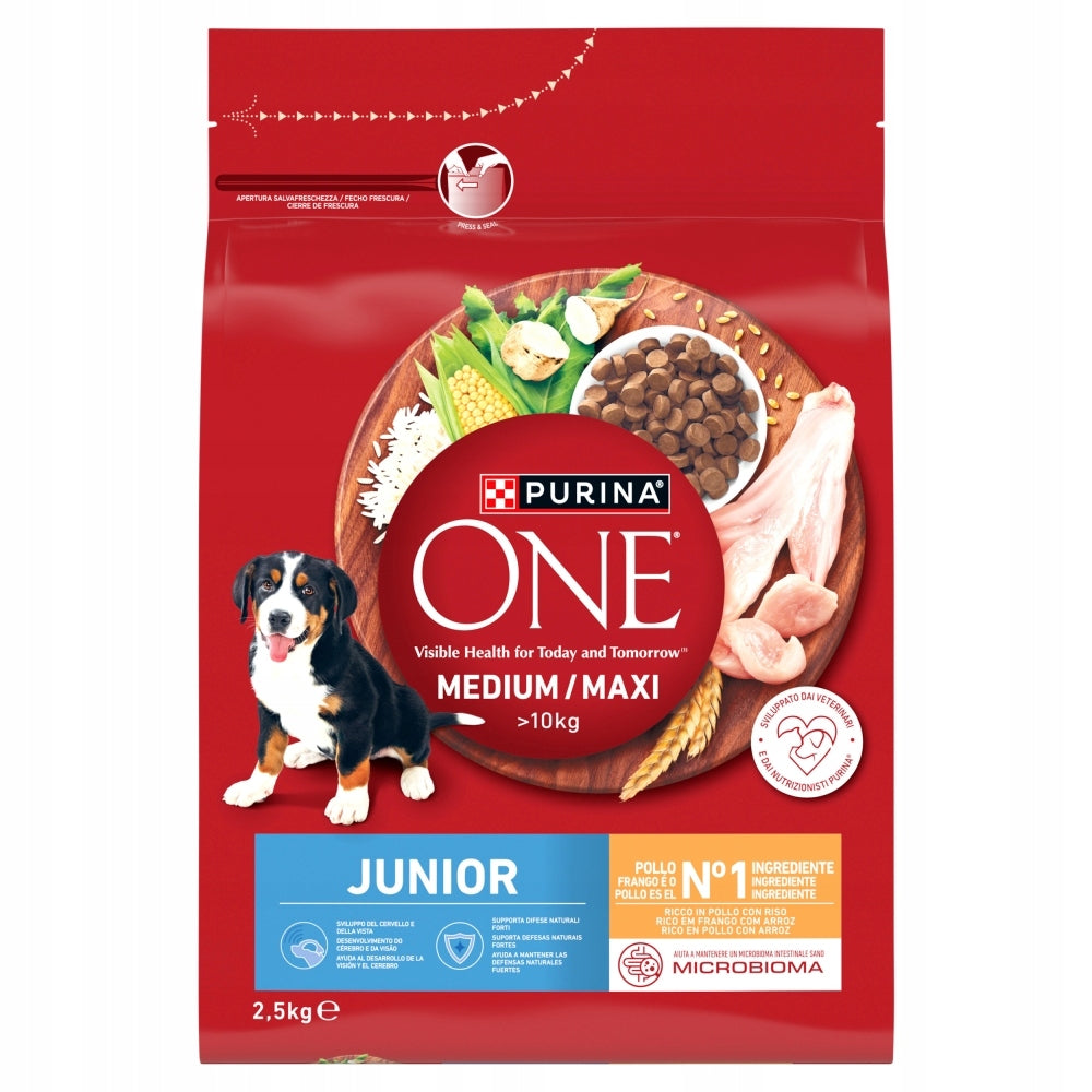 PURINA ONE MEDIUM/MAXI CHICKEN WITH RICE - DRY FOOD FOR PUPPIES, 2,5KG