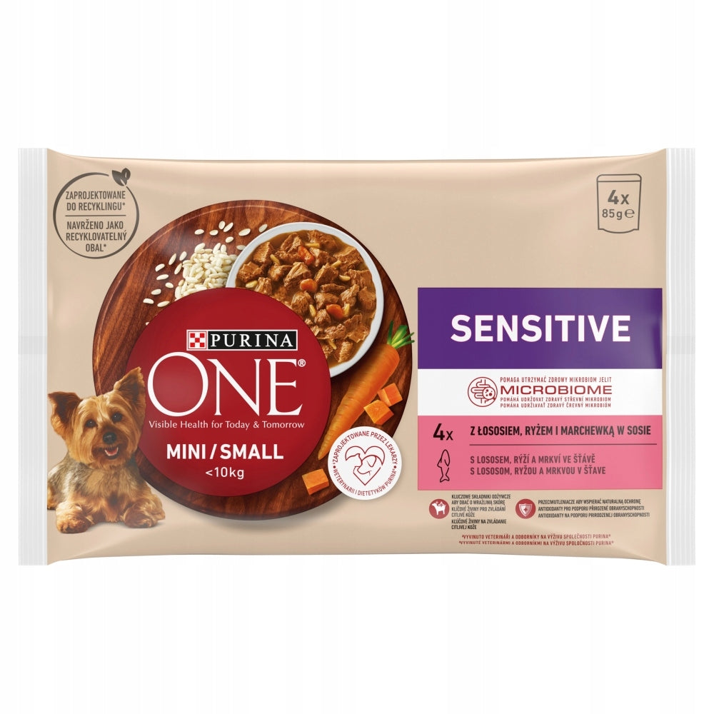 PURINA ONE Mini Sensitive Salmon and Rice Food 4x 85g
