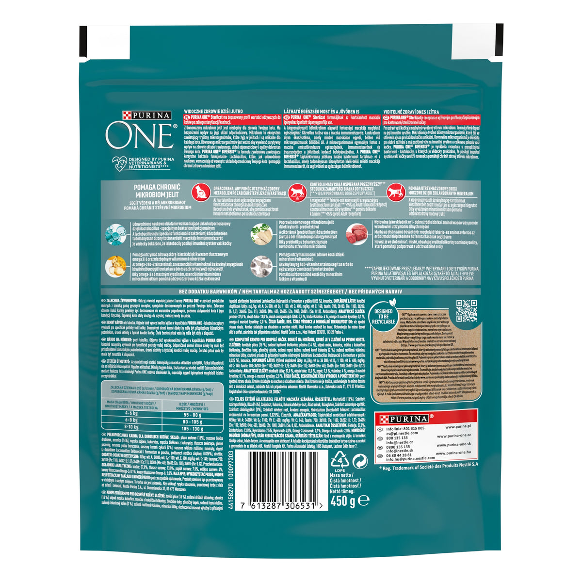 PURINA ONE STERILCAT BEEF 450G Manufacturer code 7613287306531