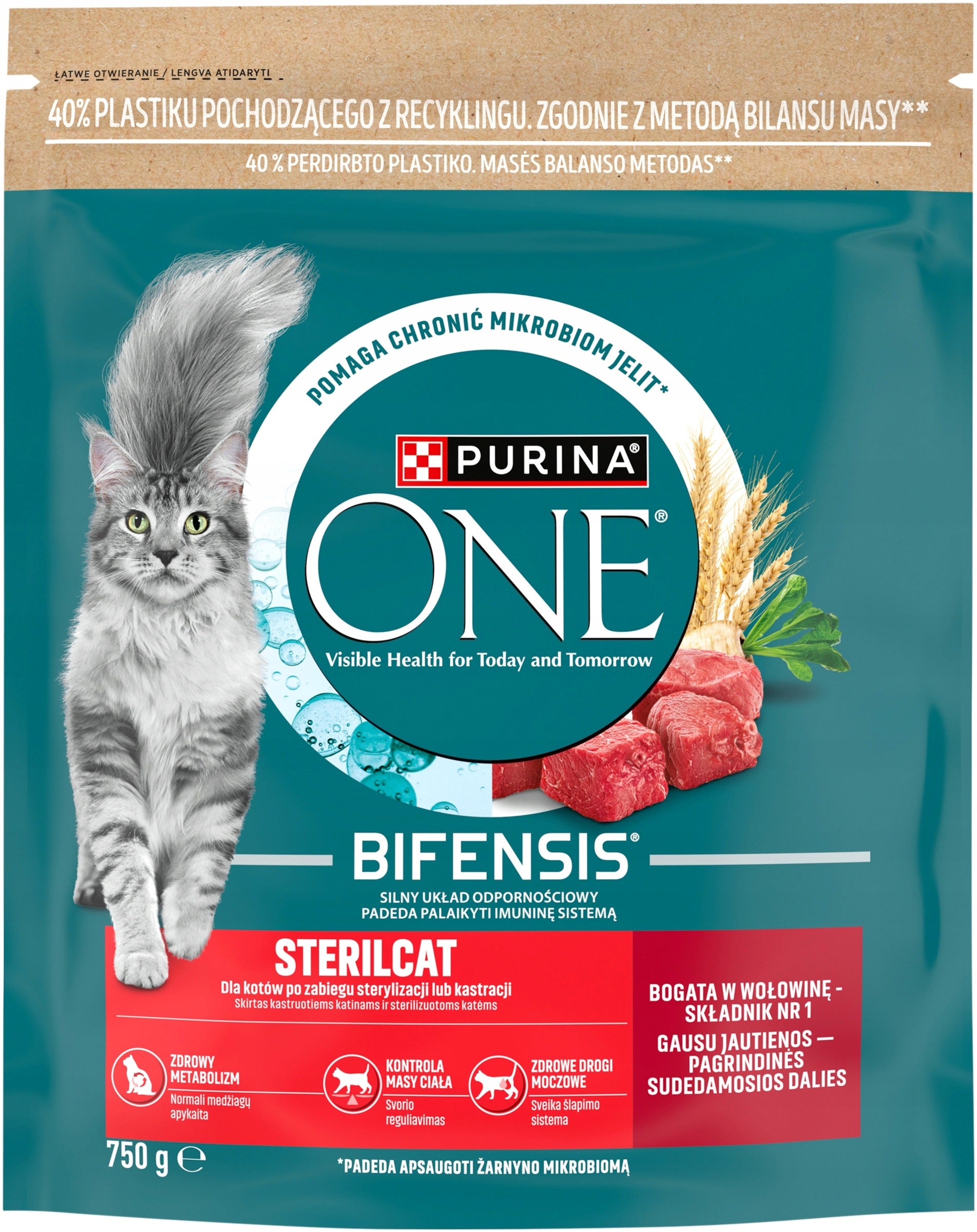 PURINA ONE STERILCAT WITH BEEF Dry cat food 750g