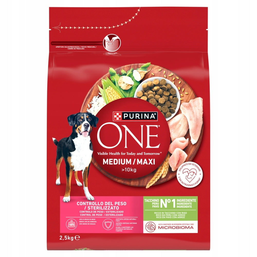 PURINA ONE WEIGHT CONTROL TURKEY - DRY FOOD FOR OVERWEIGHT DOGS 2,5KG