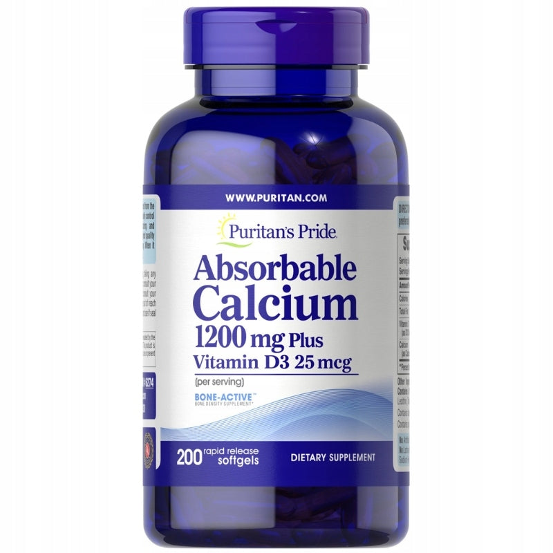 PURITAN'S PRIDE Calcium + Vitamin D3 200 kaps.