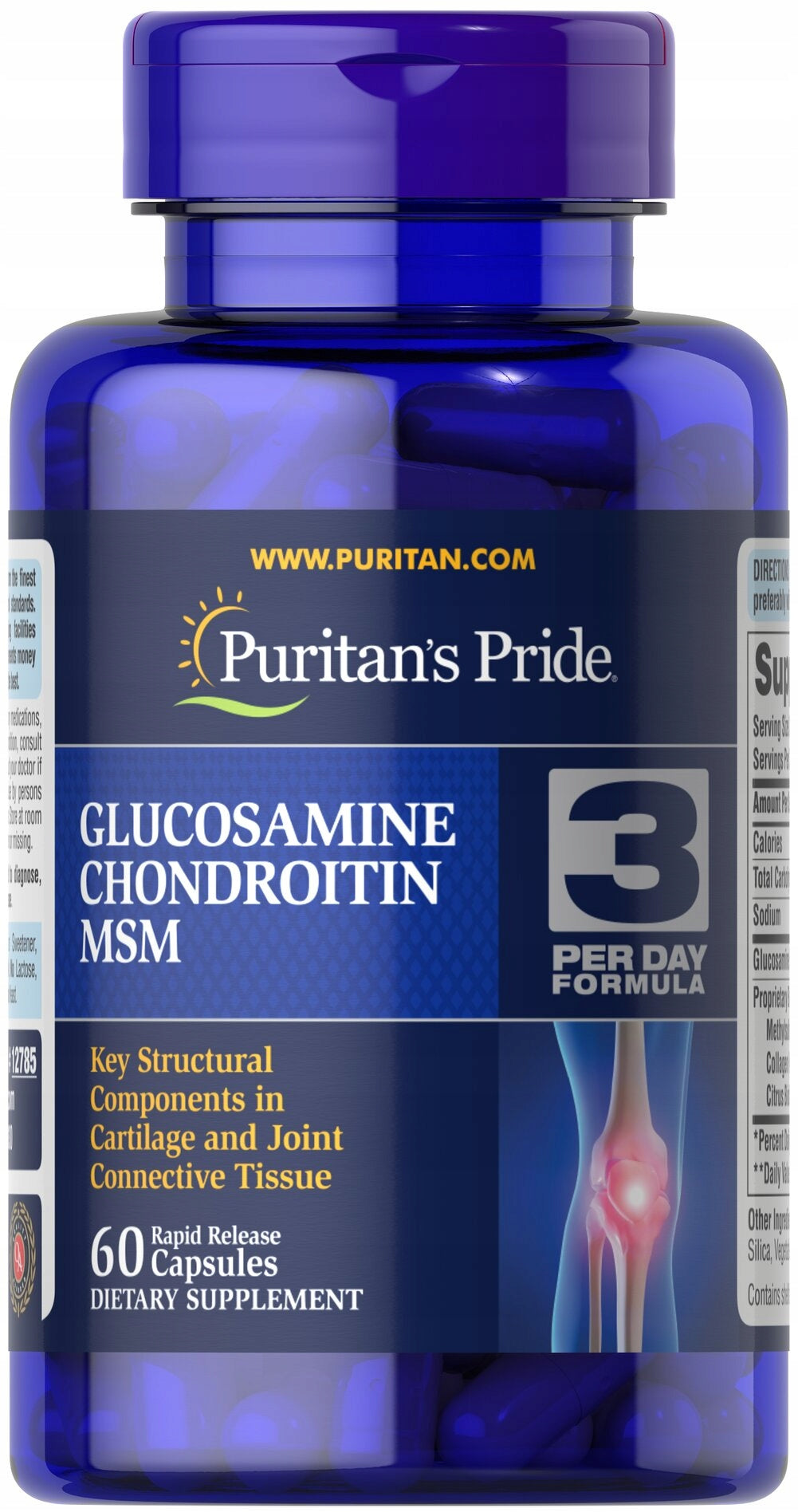 PURITAN'S PRIDE GLUCOSAMINE CHONDROITIN MSM 3per day 60k