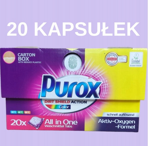 PUROX POWDER WASHING CAPSULES 20PCS ALL IN ONE BY COLOR Brand Purox