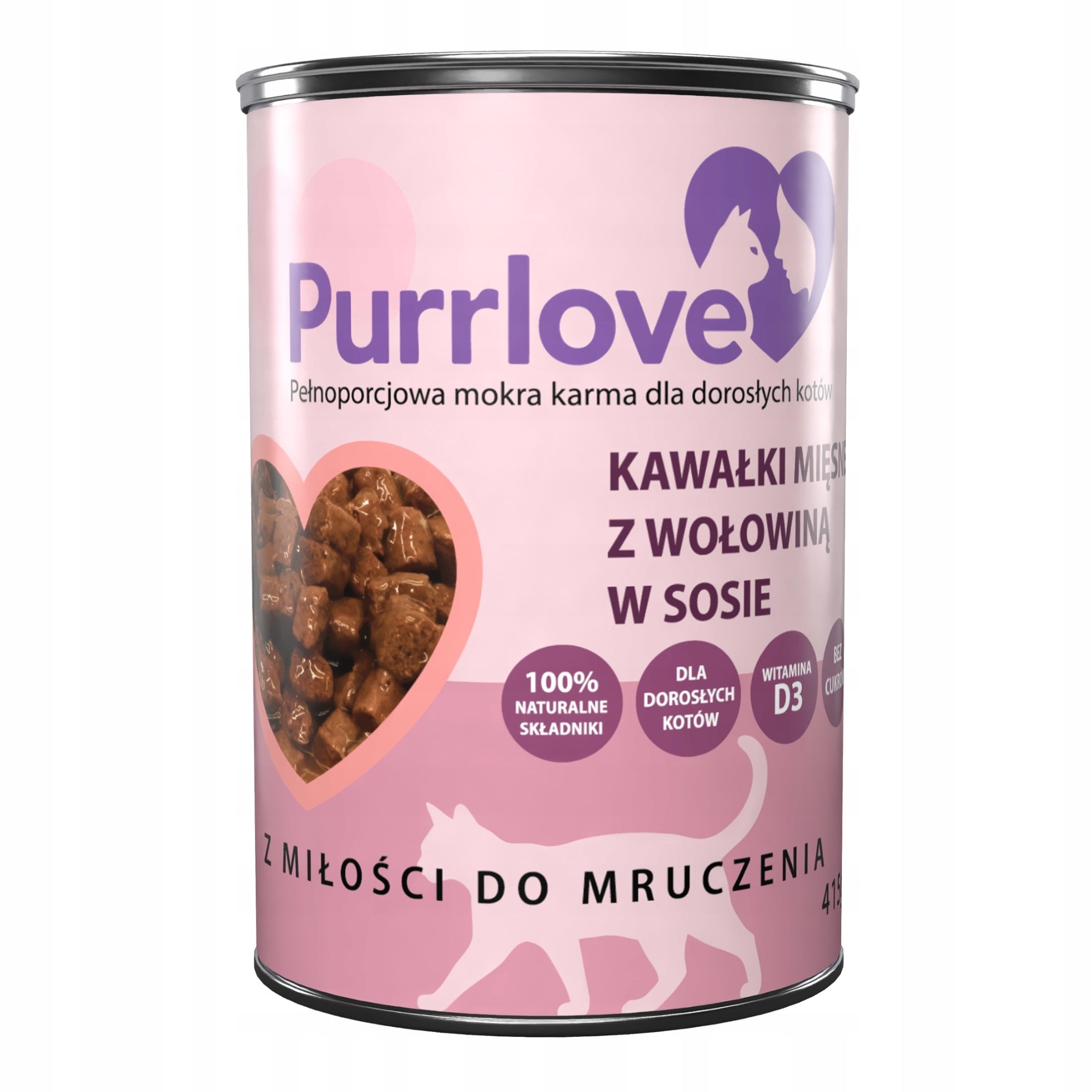 PURRLOVE Wet Cat Food Beef Can 415g Meat Pieces Brand no brand