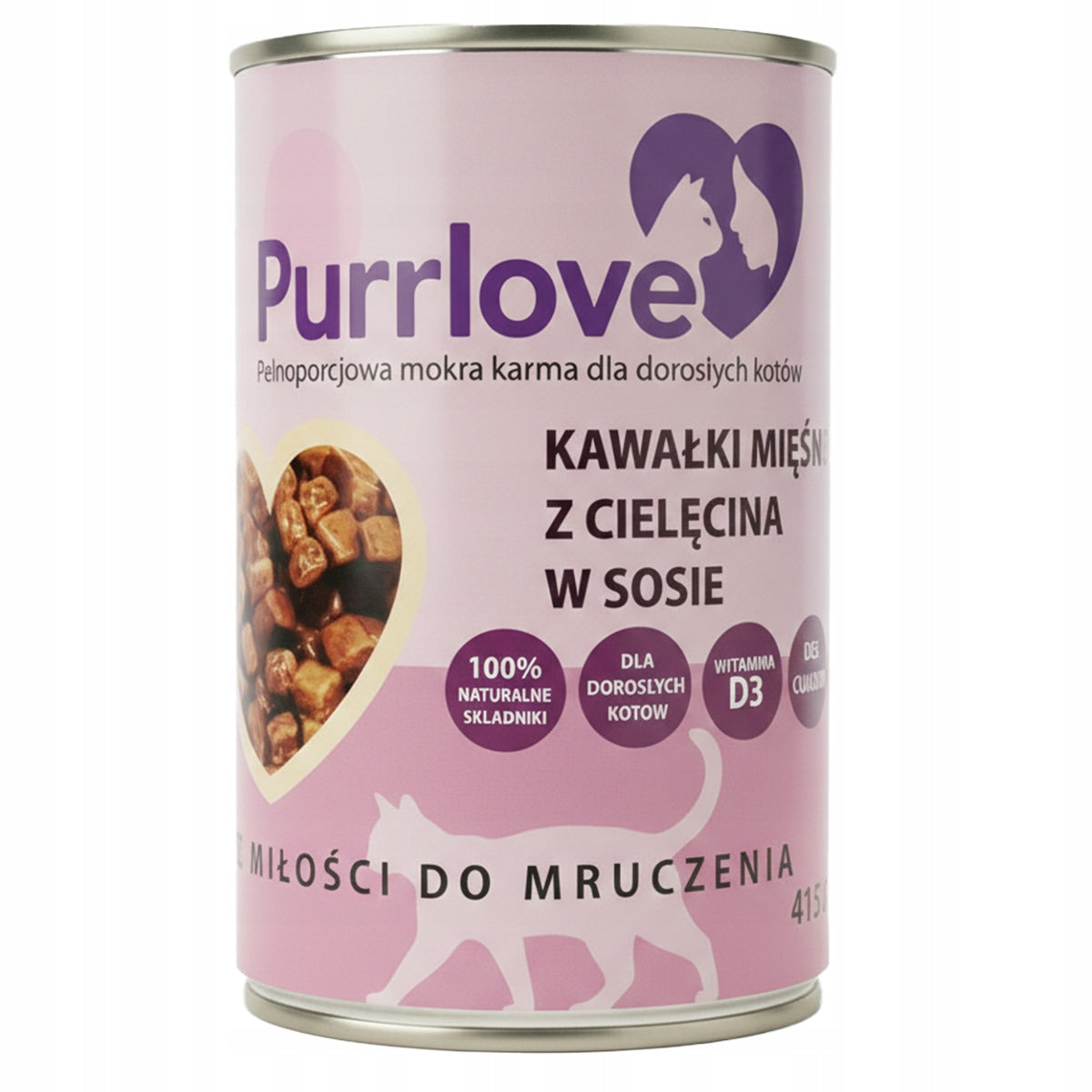 PURRLOVE wet cat food Veal can 415g Meat pieces