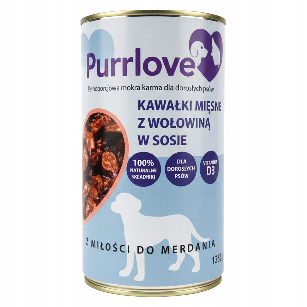 PURRLOVE wet dog food Beef sachet 1250g Meat pieces
