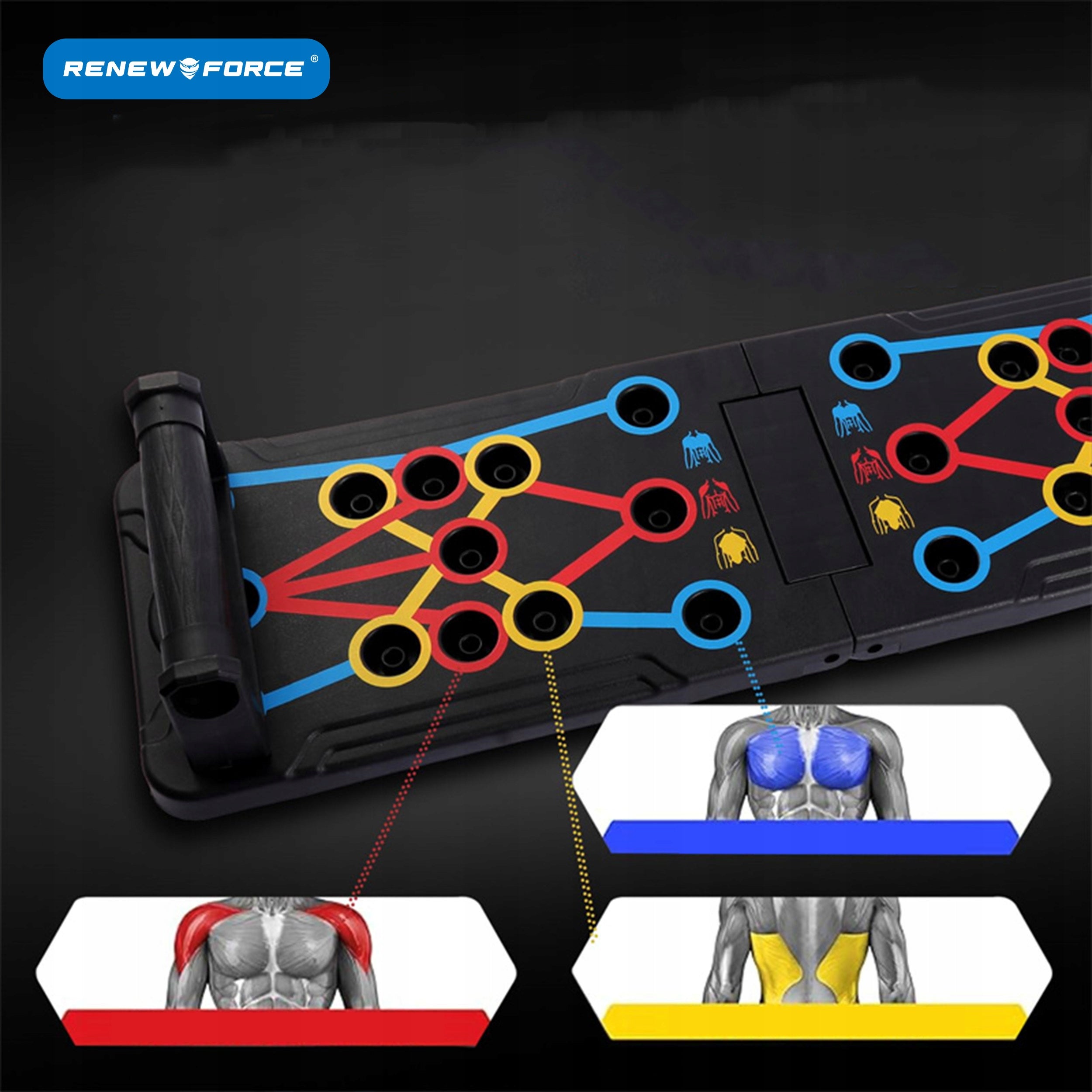 PUSH-UP BOARD + EXERCISE HANDLES PUSH-UP BOARD CAGES UP TO 136kg Additional features non-slip base foldable
