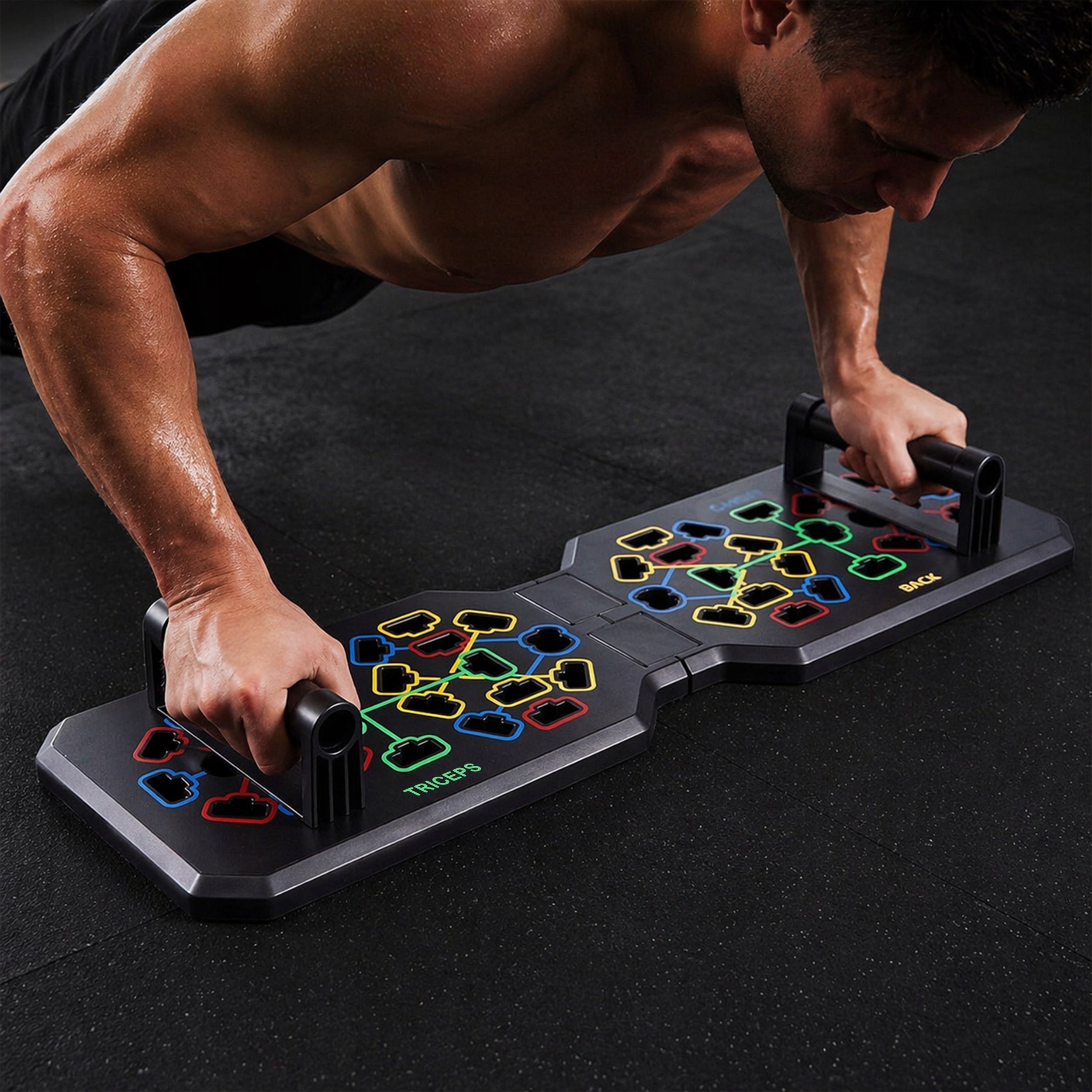 PUSH-UP BOARD + EXERCISE HANDLES PUSH-UP BOARD CAGES UP TO 200kg Manufacturer code Składana Antypoślizgowa PLATFORMA PUSH UP