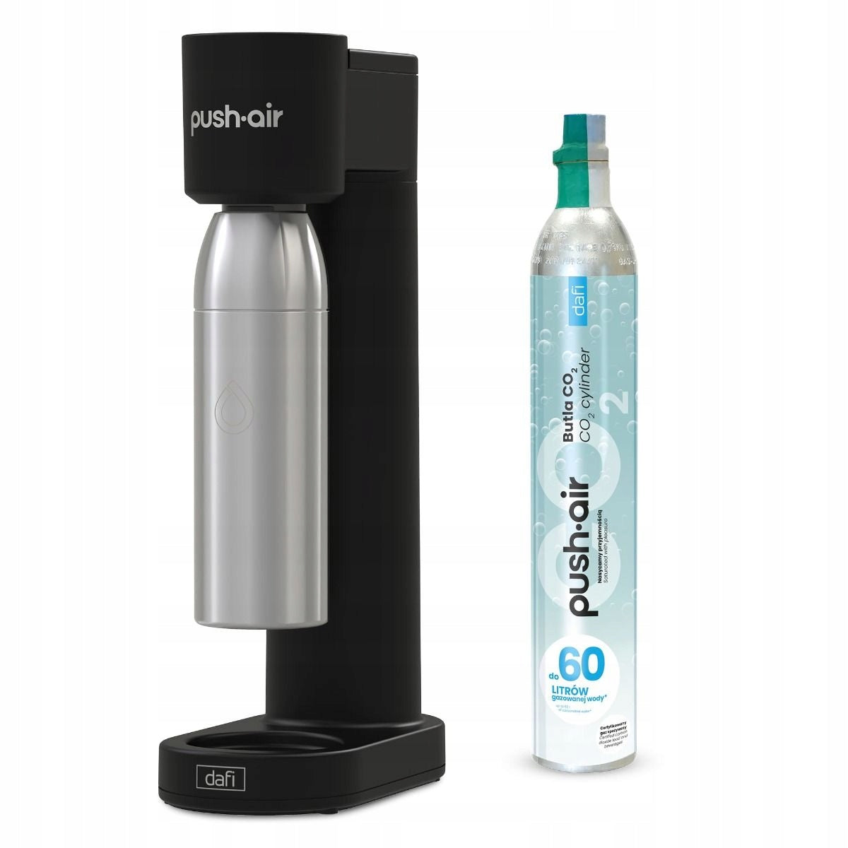PUSHAIR Saturator Dafi Black + Cartridge + 2x Steel Bottle + 2x Syrup Packaging status original