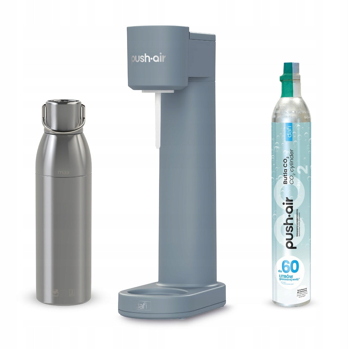 PUSHAIR Water Saturator Dafi Steel + CO2 Cartridge + Steel Bottle 0,75