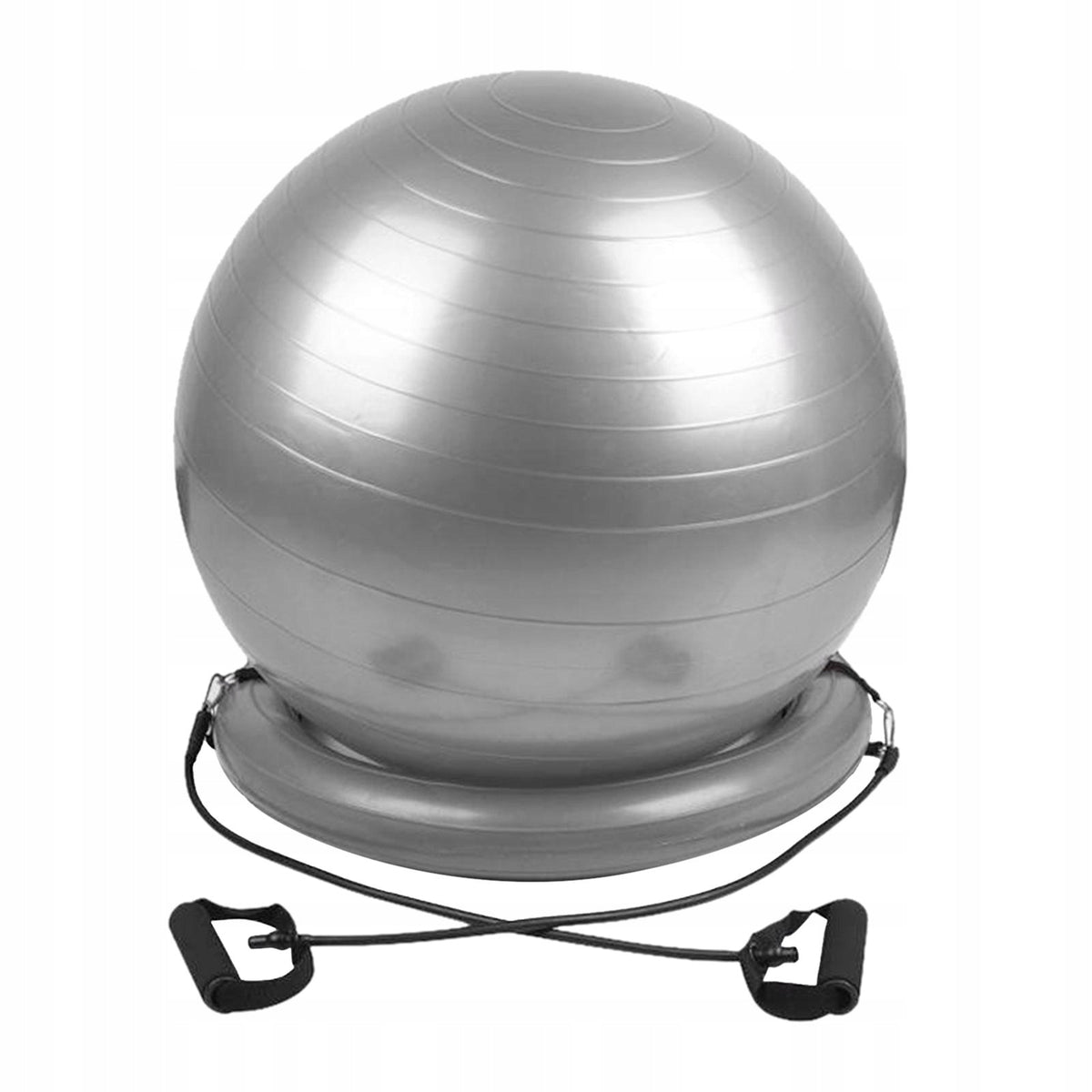 PVC 65cm Exercise Ball Chair Yoga Fitness Workout w/ Stability Base Gray