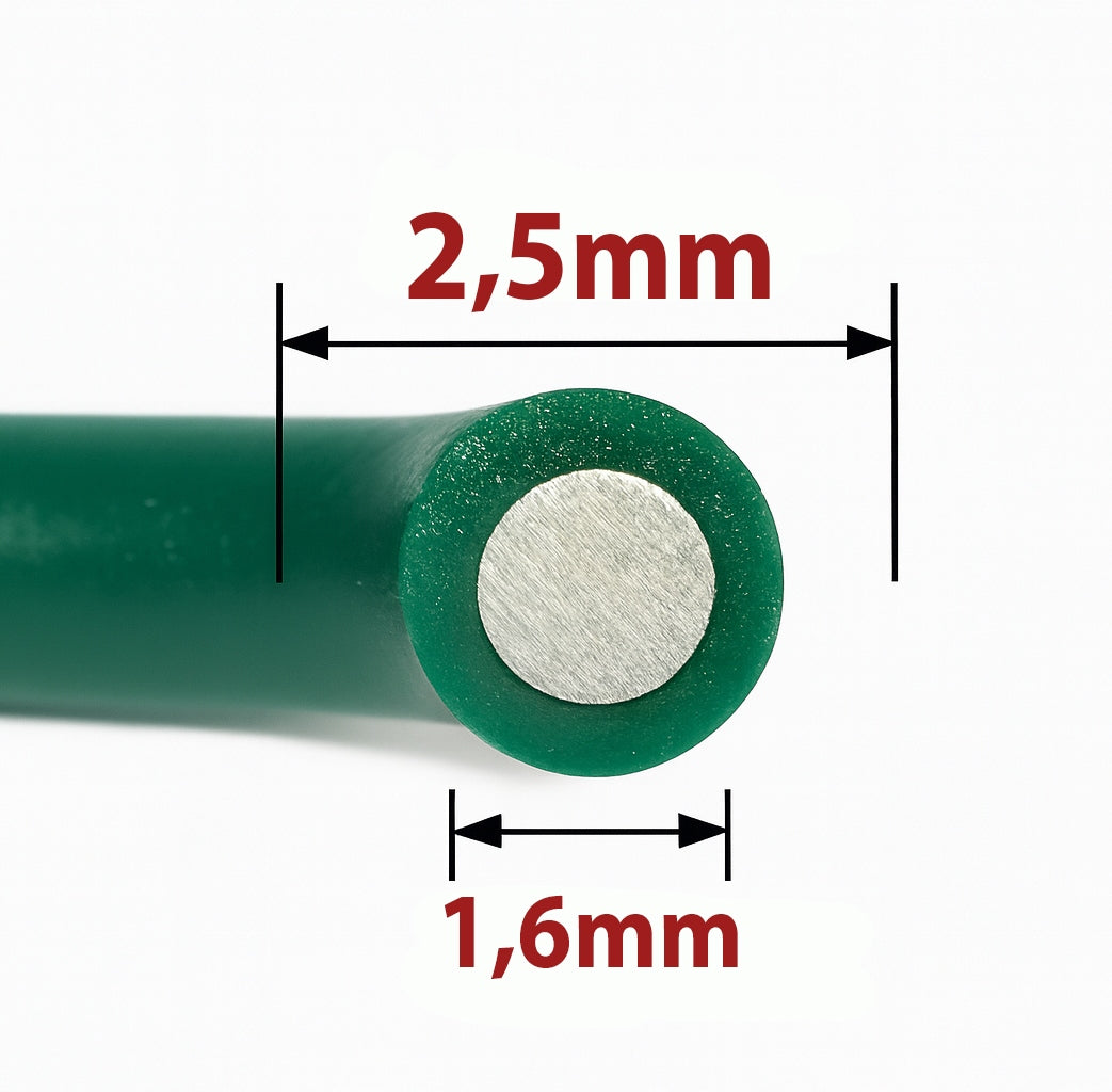 PVC COATED HORTICULTURAL TENSION WIRE FOR MESH 2,5 (1,6) MM 150M GREEN Kind Coated Tensioning