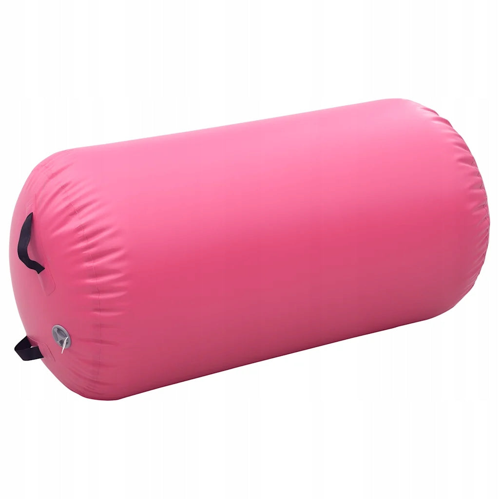 PVC Inflatable Exercise Roller, Pink, 120 x 75 cm, with Foot Pump Packaging status original