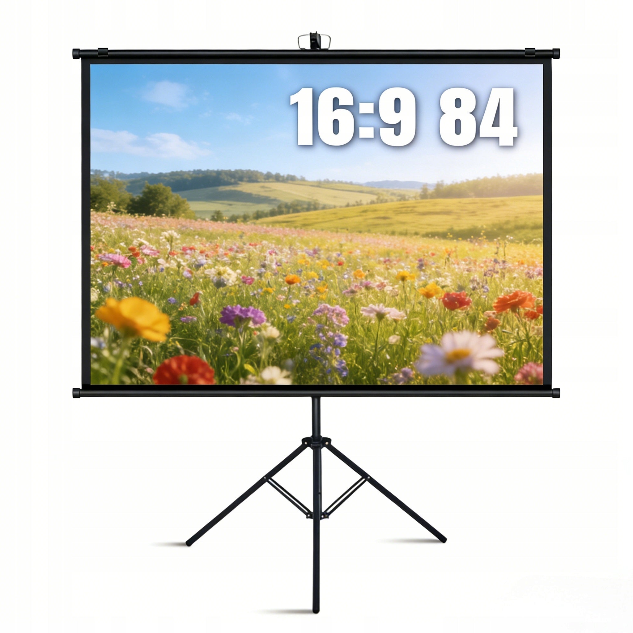 PVC MULTIMEDIA PROJECTION SCREEN ROLLED 84" 16:9 FULL HD 4K + TRIPOD