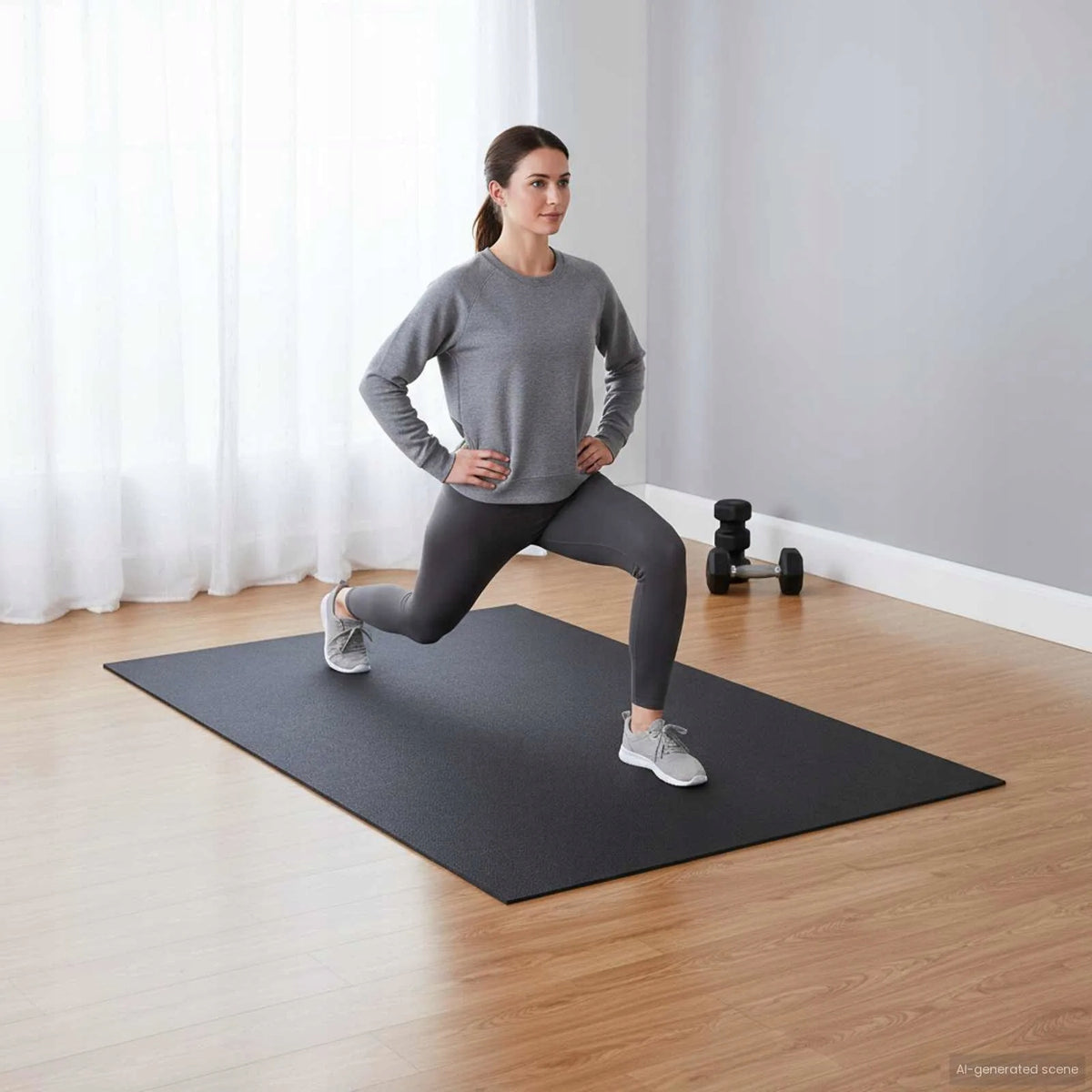 PVC Protective Sports Mat - Black, 183 x 122 cm Length 183 cm