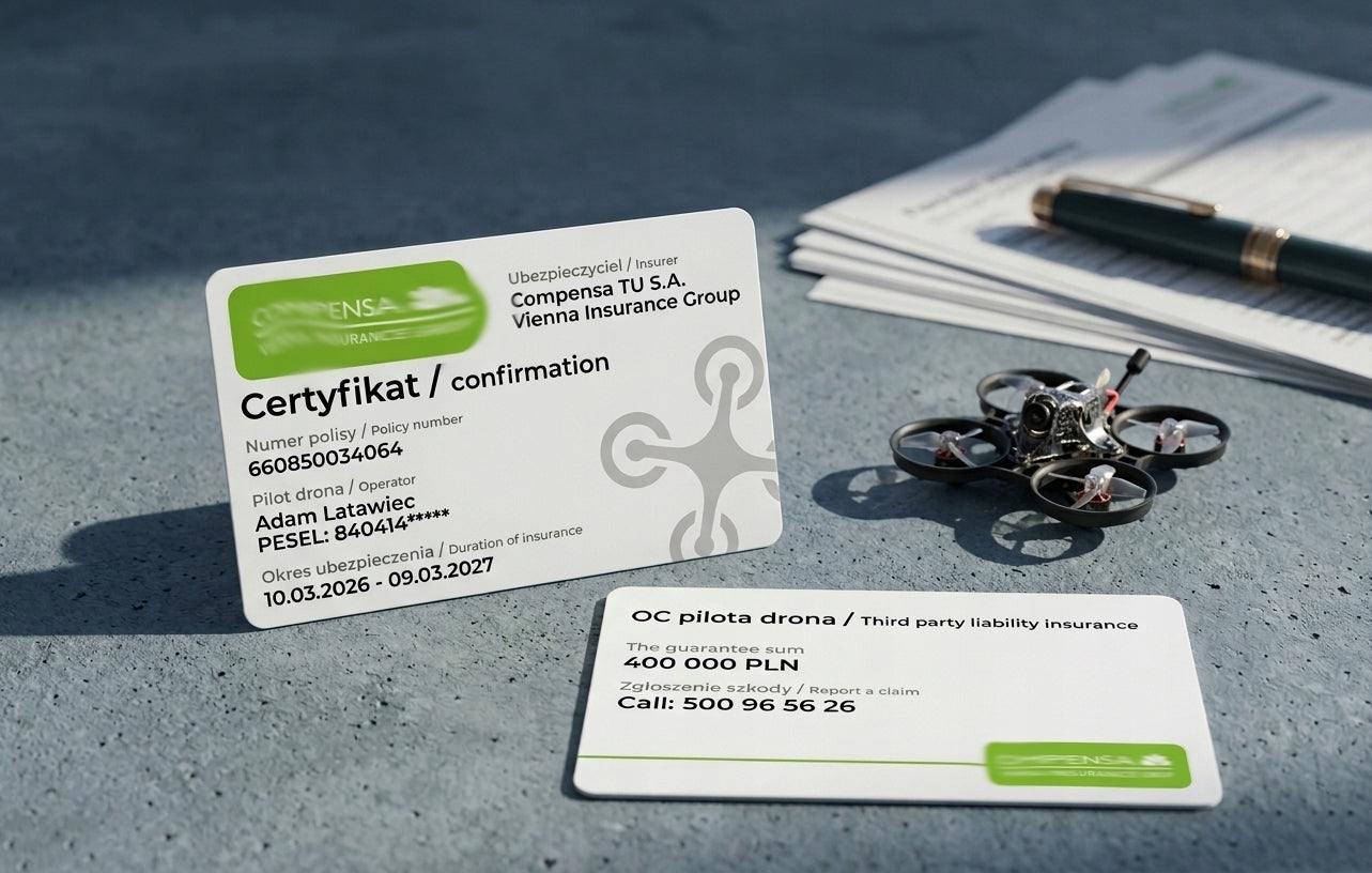 PVC card - drone operator insurance Packaging status original