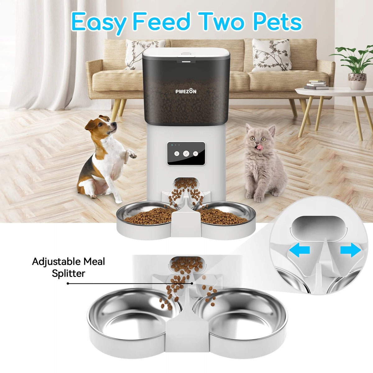 PWEZON Smart WiFi Dual 6L Feeder for Cats and Dogs with App Timer Packaging status original